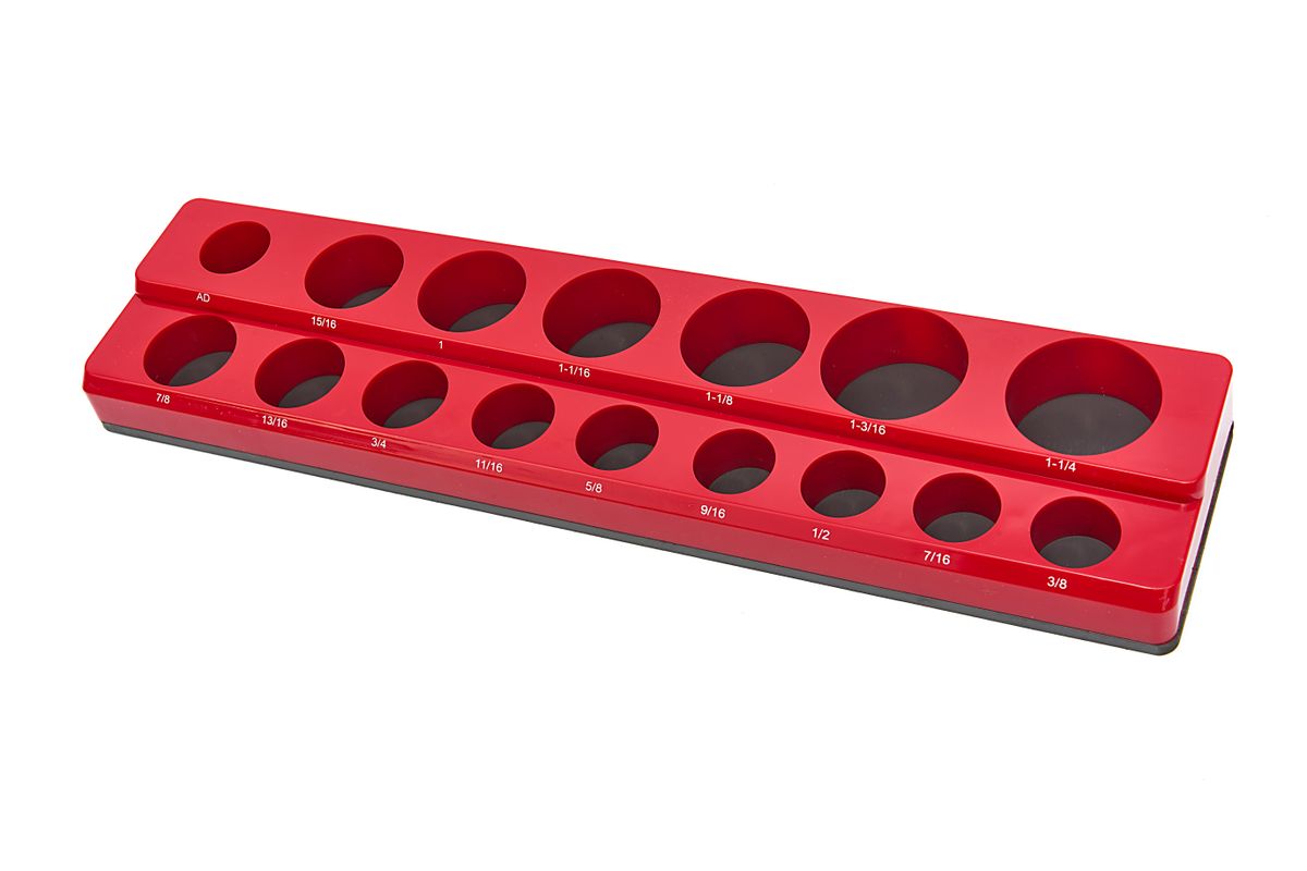 Soporte magnético HBM para 16 piezas de tamaño inglés de 3/8 pulgadas, rojo