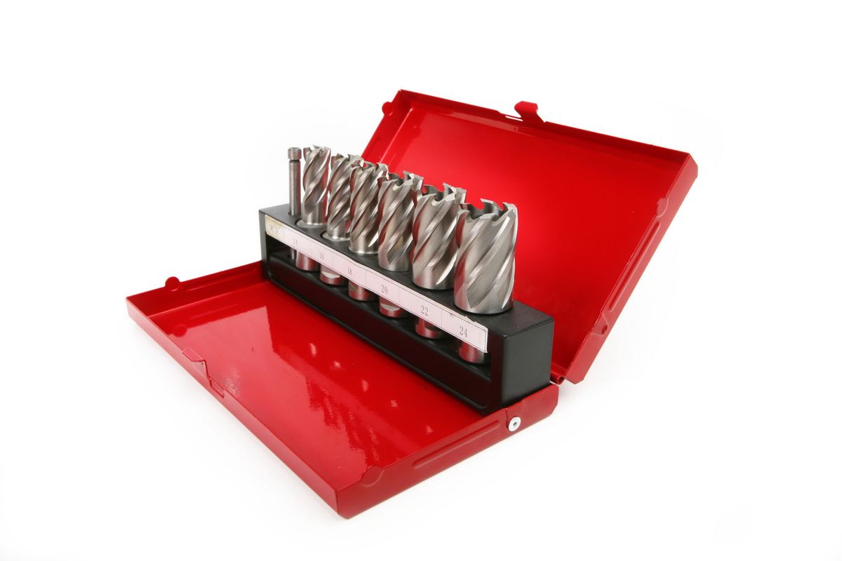 HBM Juego de brocas de núcleo HSS M2 de 7 piezas para máquina perforadora magnética