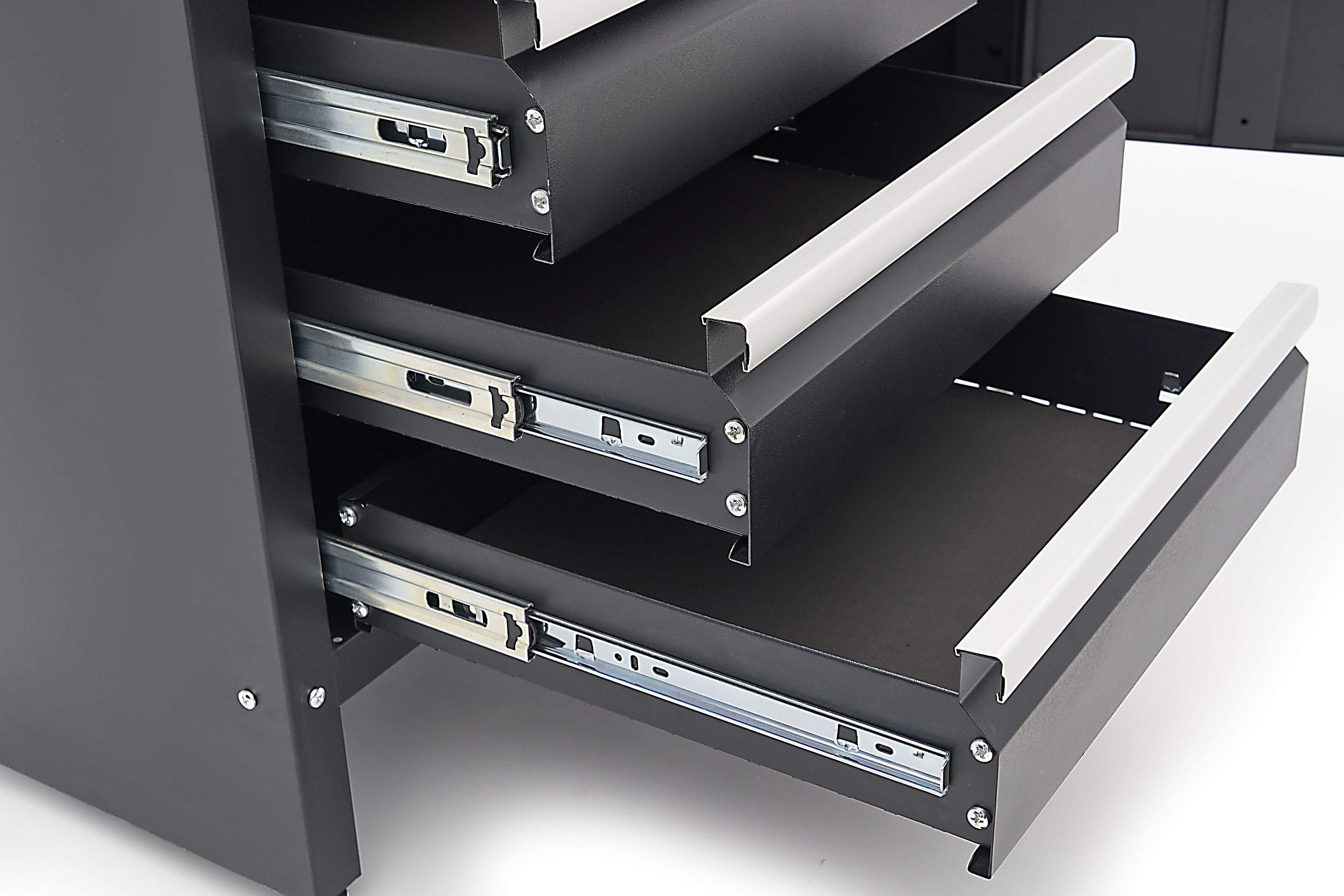 HBM Werkbank 120 cm mit 4 Schubladen, 1 Tür und Holzplatte - Schwarz Image 13