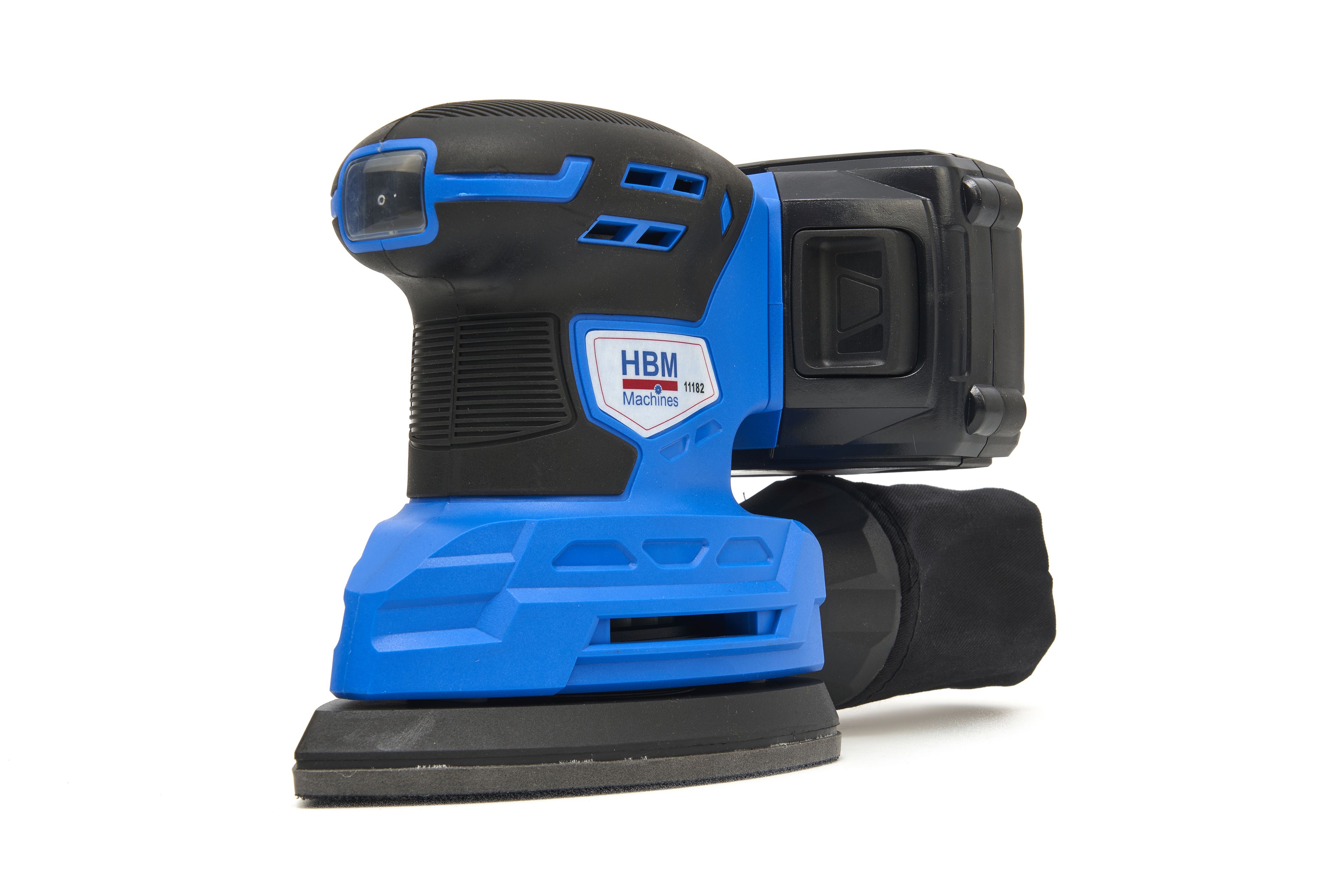 Máquina de lijado de palma HBM Profesional de 20 Voltios 4,0AH Lion con 2 baterías Lion y 15 hojas de lijado Image 5