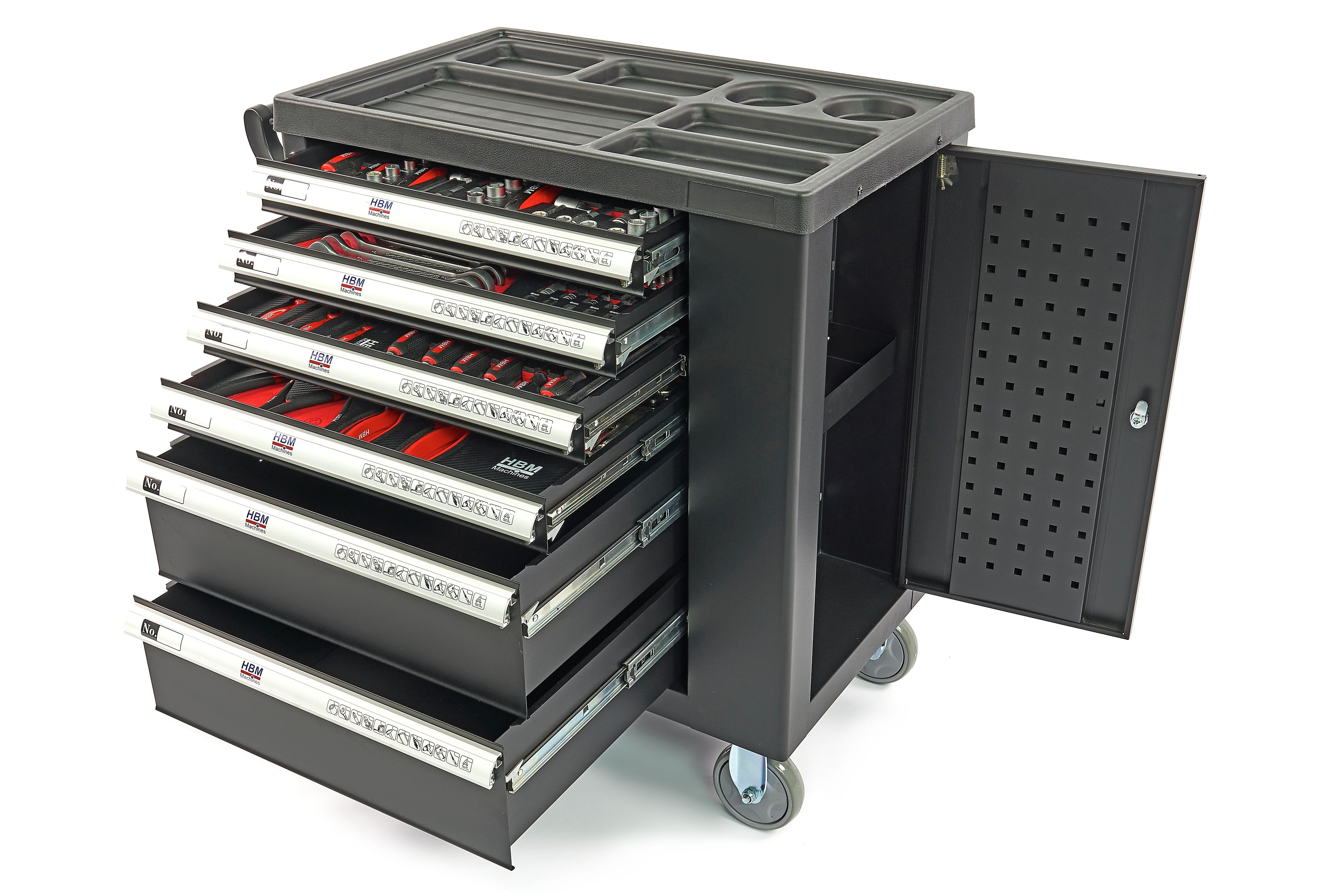 Carro de herramientas lleno HBM Premium con puerta - 154 piezas Image 25