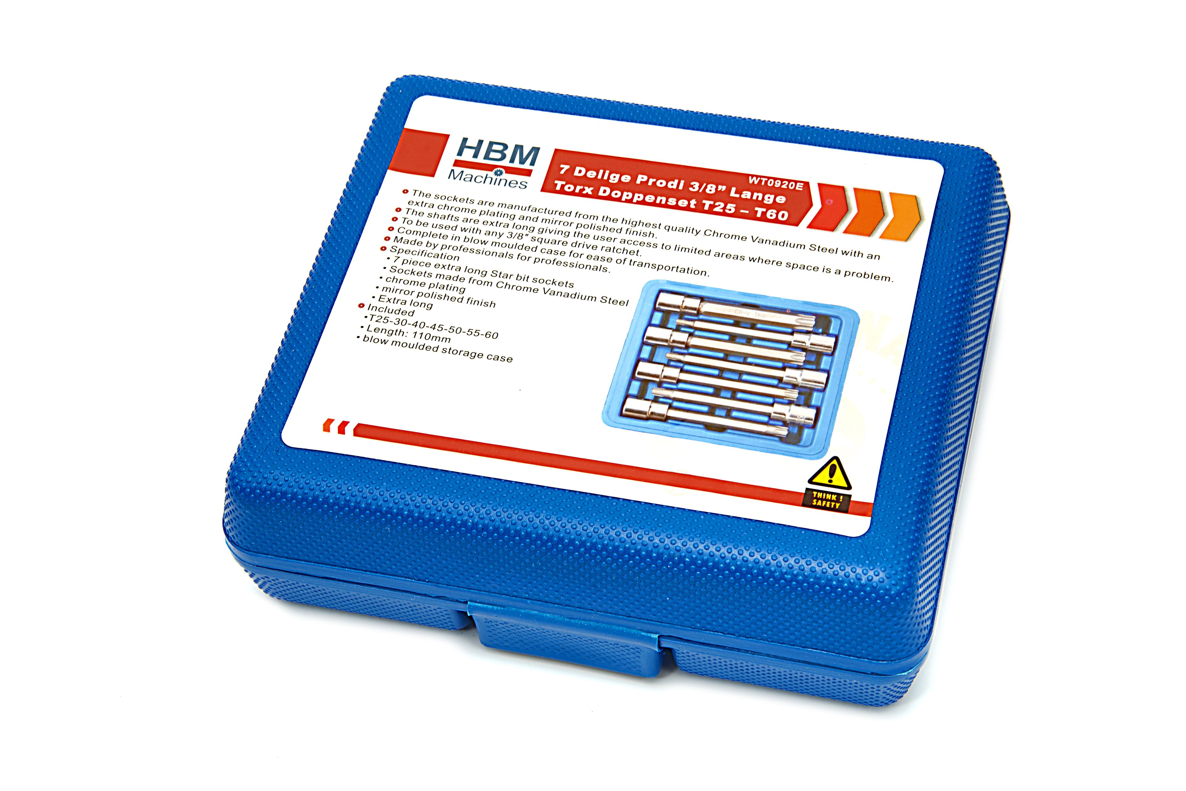 HBM 7 Delige Profi 3/8 inch Lange TORX Doppenset T25 – T60 Image 3