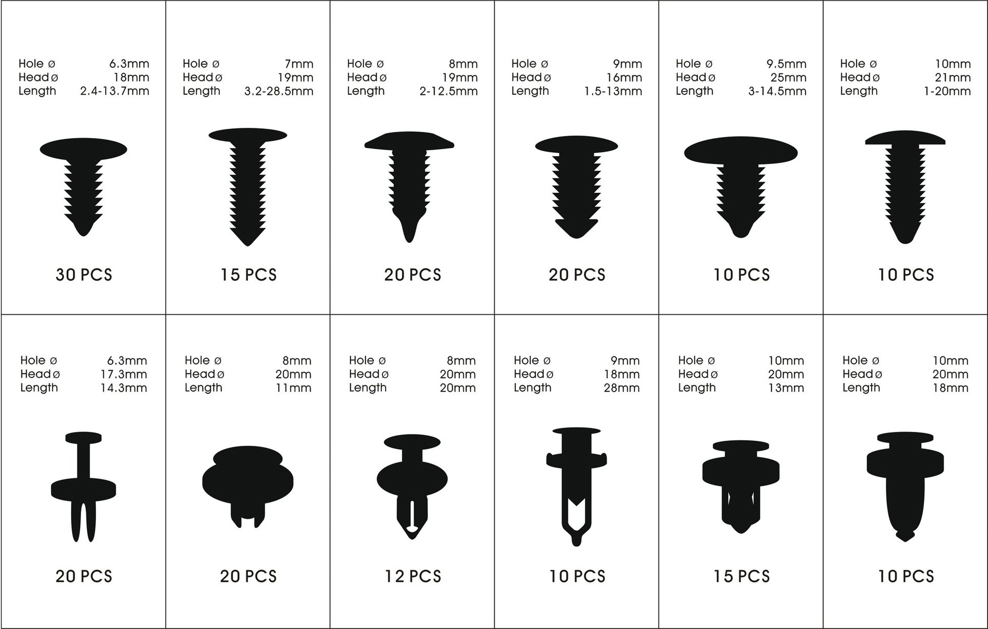 HBM 192 Delige Assortiment Bekleding Clips Image 2