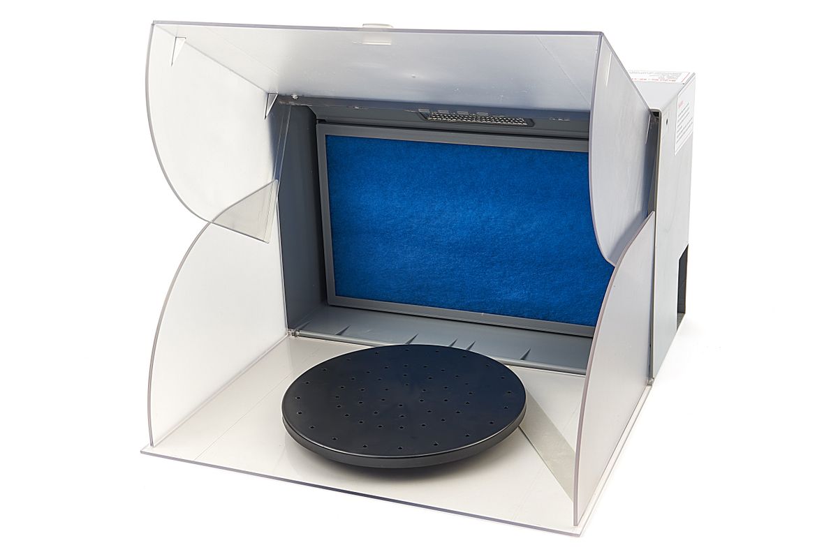 HBM Cabina de pintura con aerógrafo con iluminación, extracción, plataforma giratoria