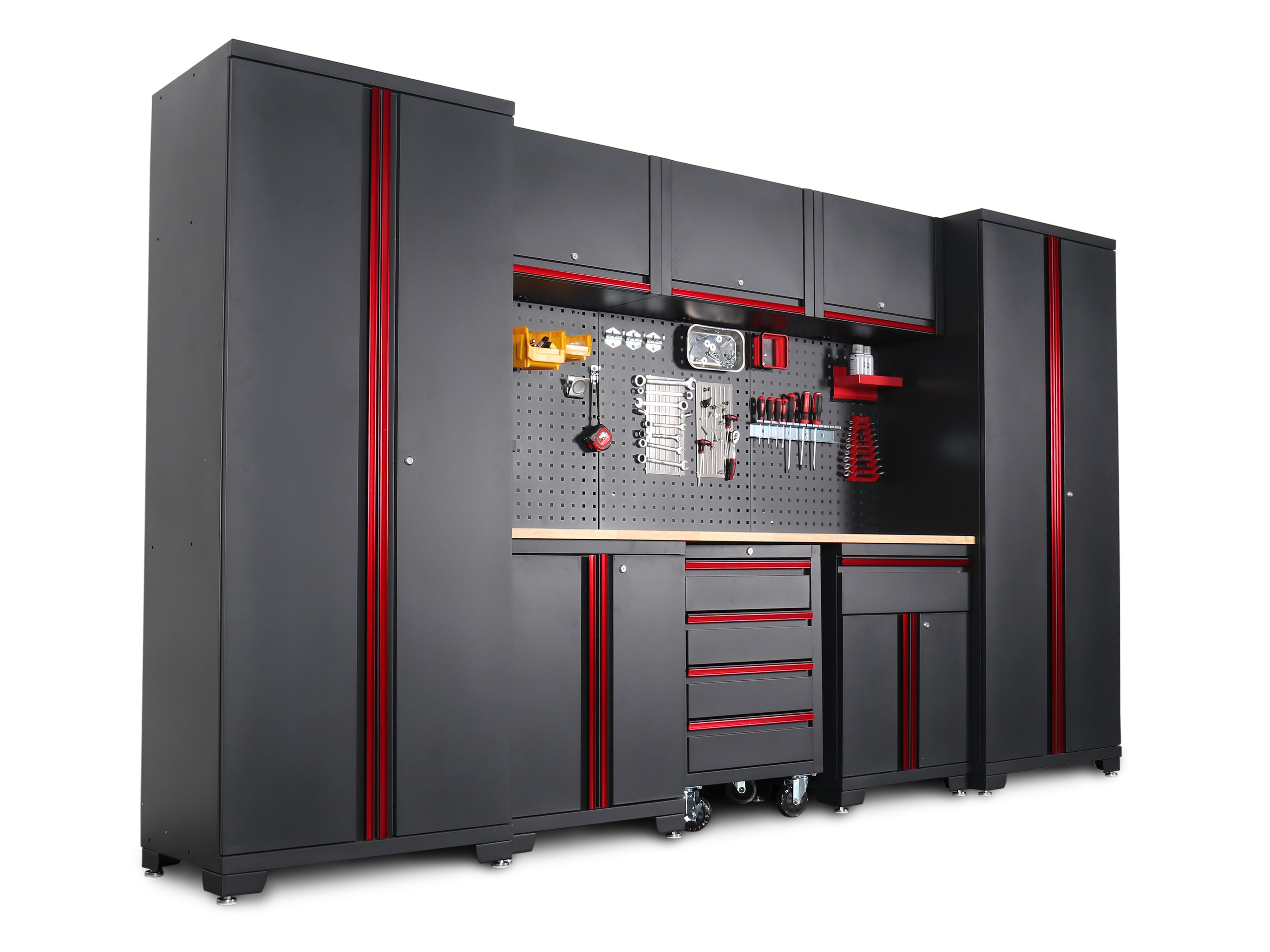 Sistema di lavoro modulare HBM, 12 pezzi, nero e rosso Image 5