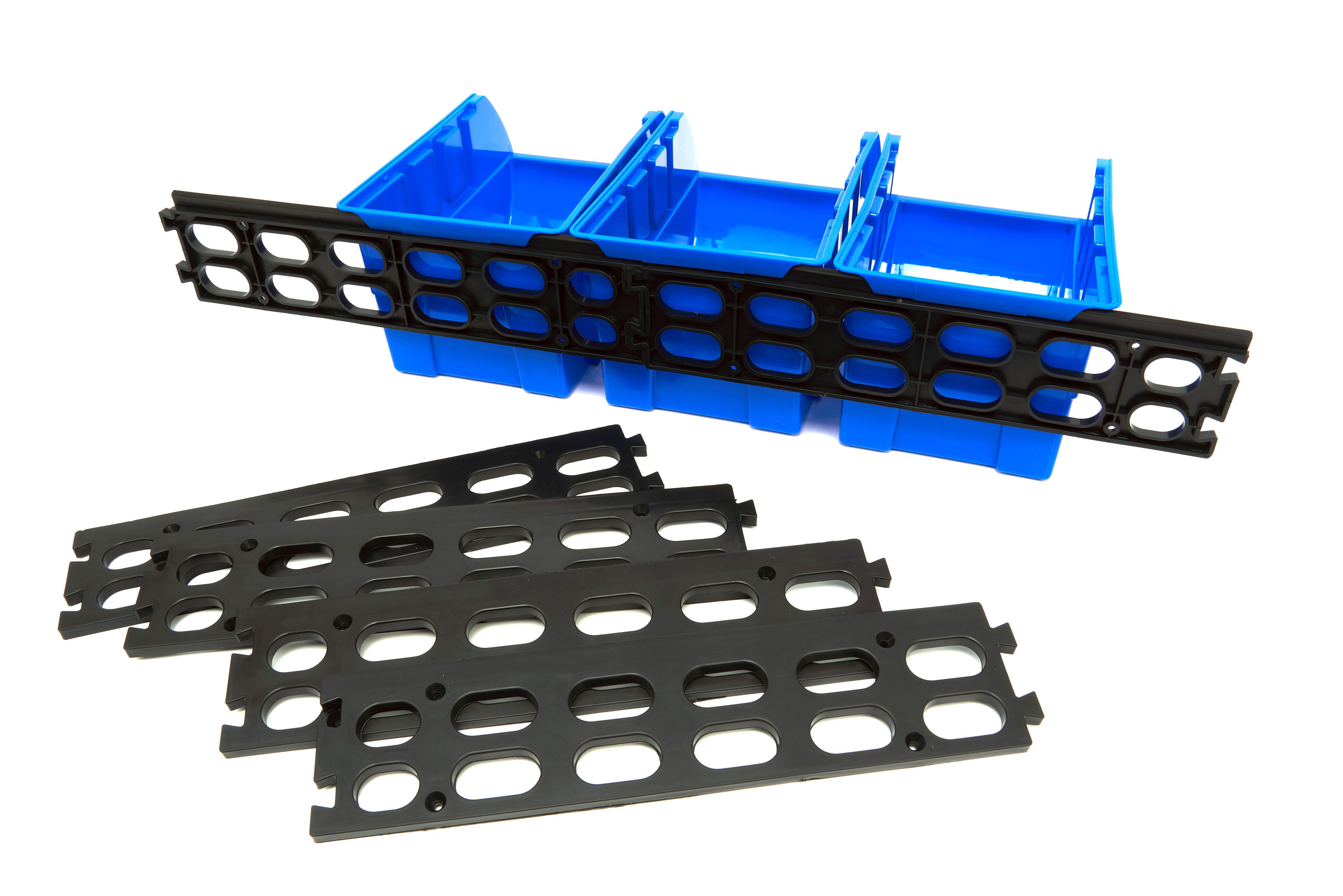 HBM Bacs de rangement 15 pièces, ensemble de boîtes empilables avec rails de suspension pour montage mural Image 7