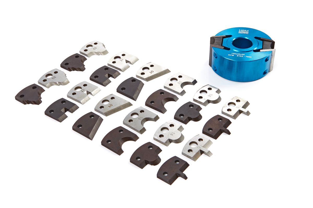 Cabezal de fresado de madera HBM de 100 mm con 7 juegos de cuchillos