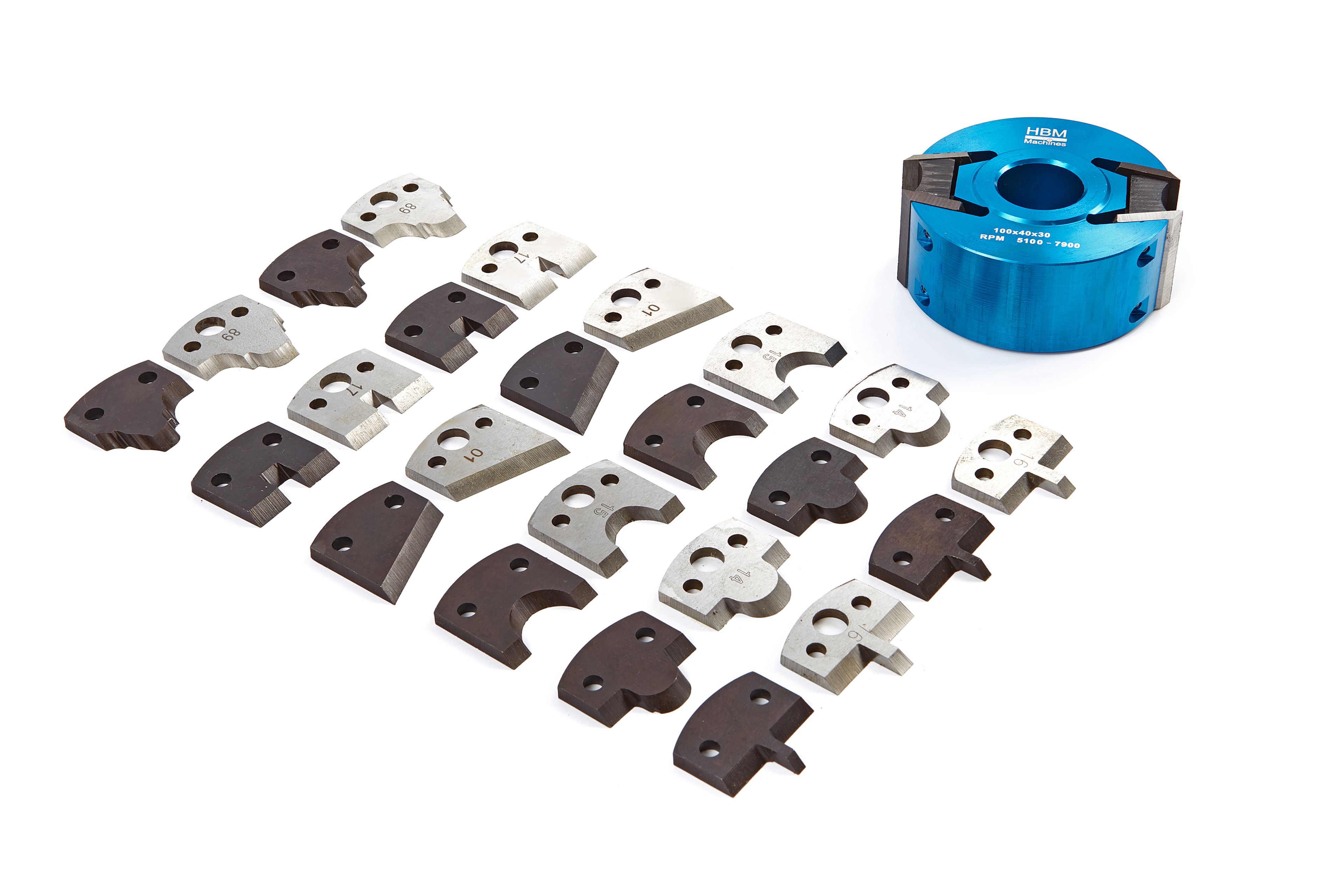 HBM 100 mm Profi Houtfreeskop met 7 sets Messen