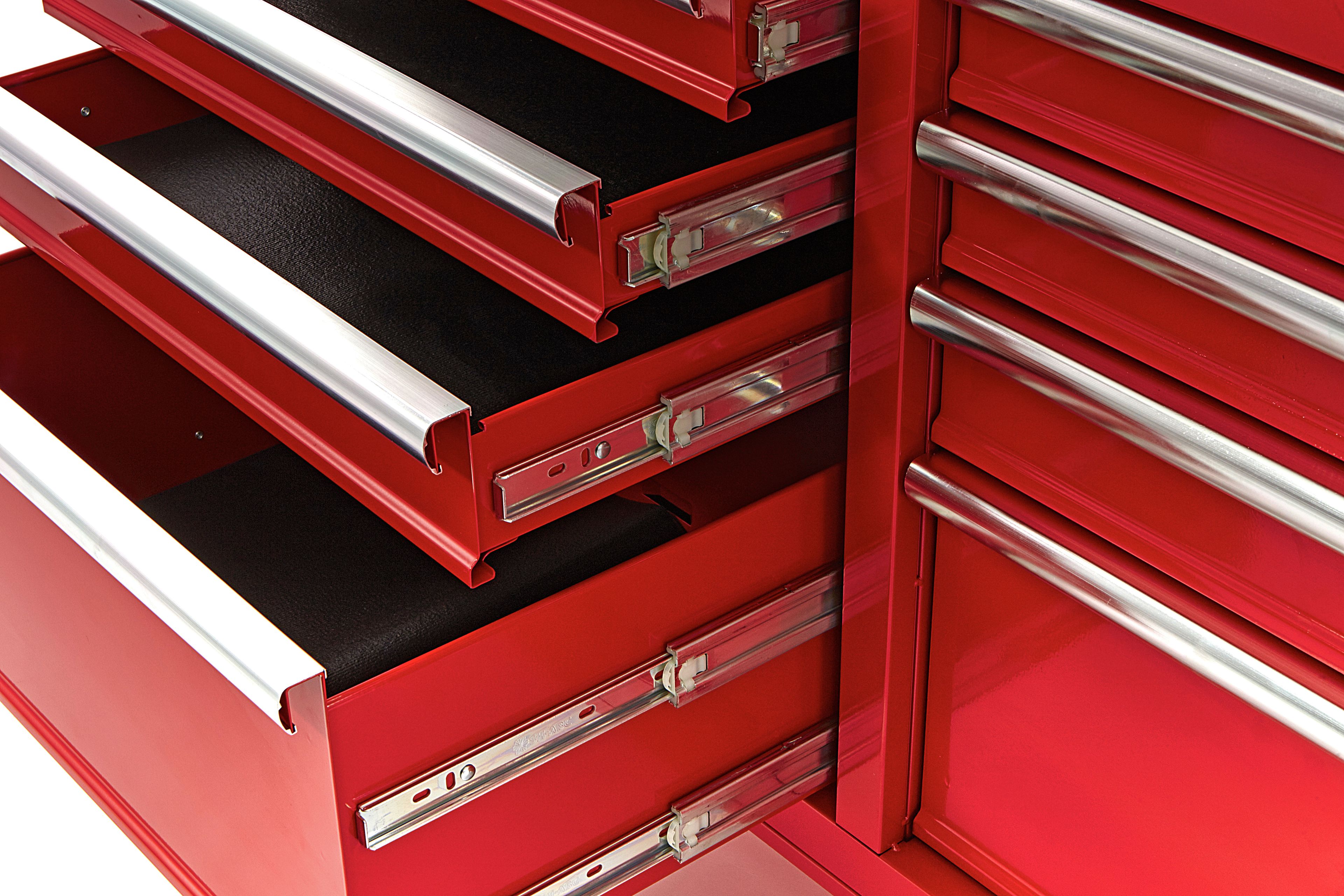 Chariot à outils HBM avec plan de travail en bois 117 cm, rouge Image 7