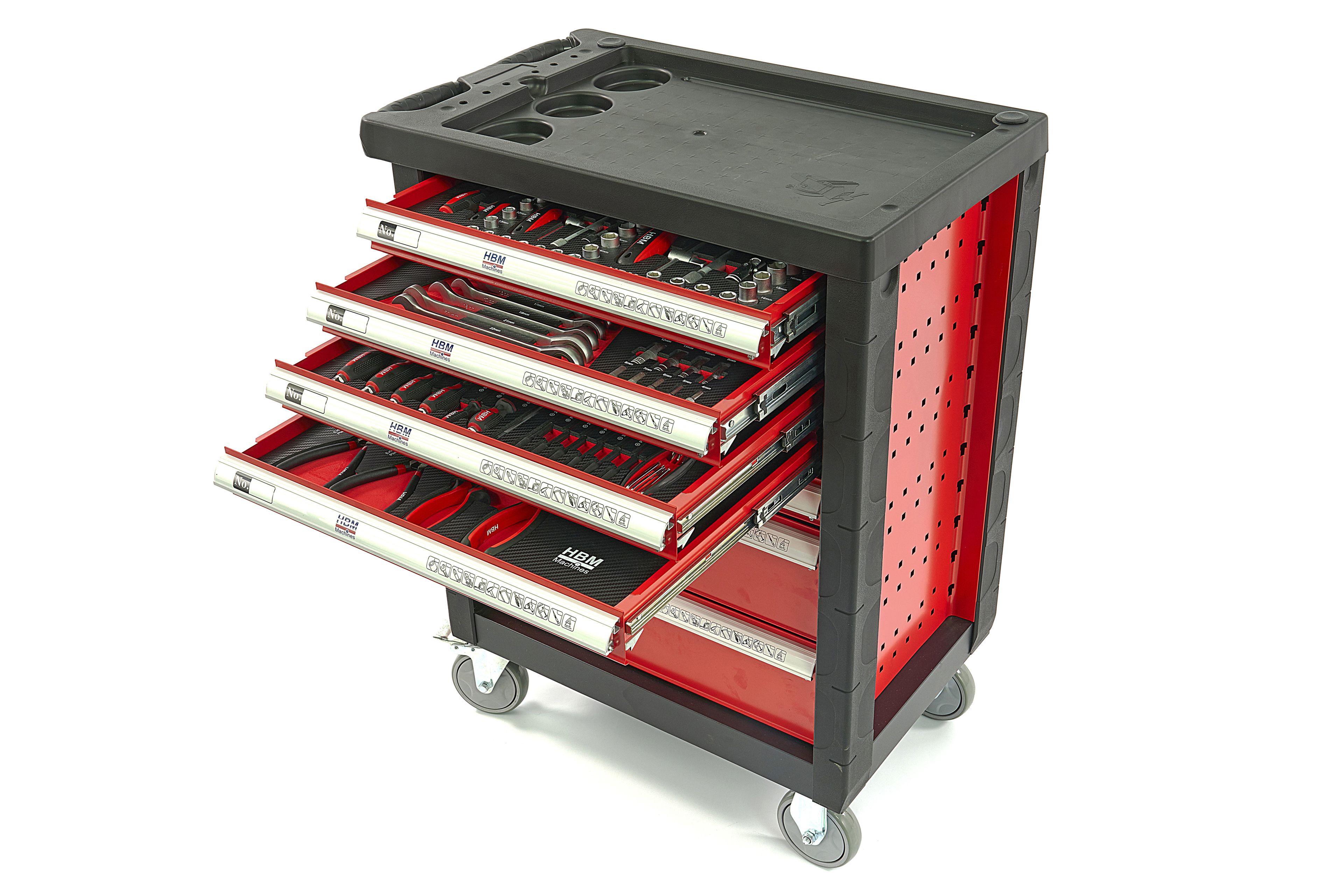 HBM gevulde gereedschapswagen 154-delig, rood Image 3