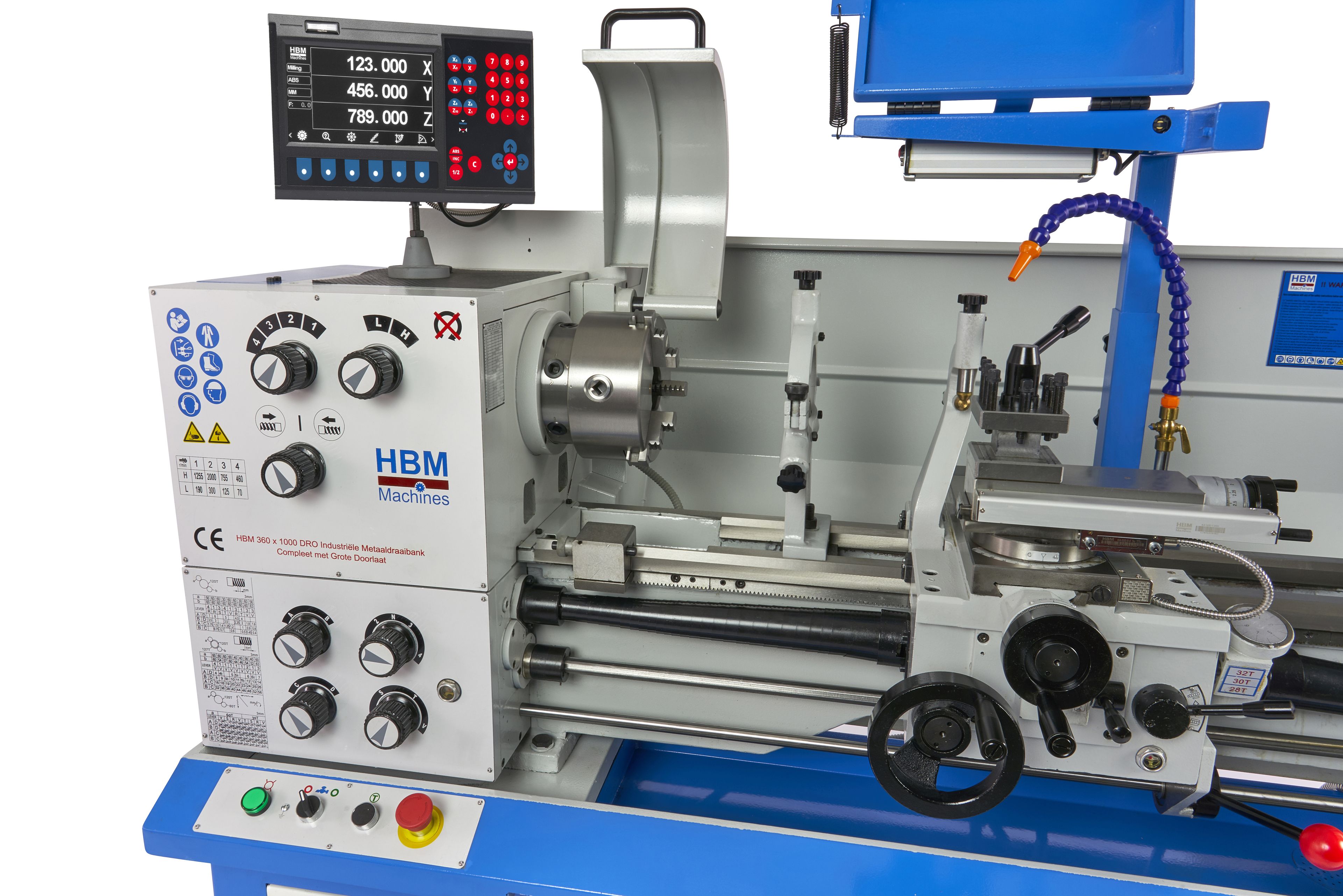 HBM metaaldraaibank 360 x 1000 DRO 400 Volt Image 6