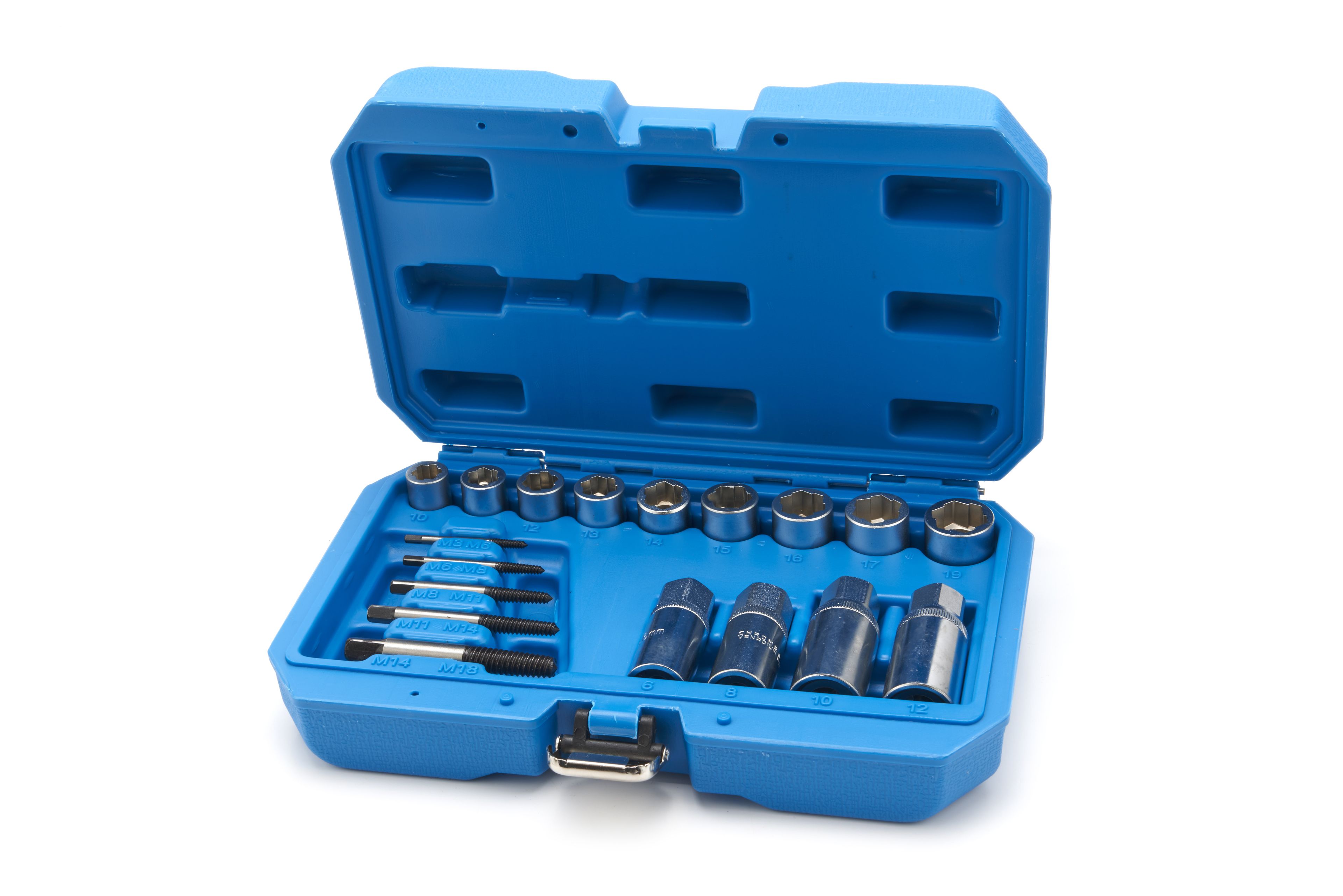 HBM Coffret extracteur pour écrous, boulons et goujons endommagés, 17 pièces