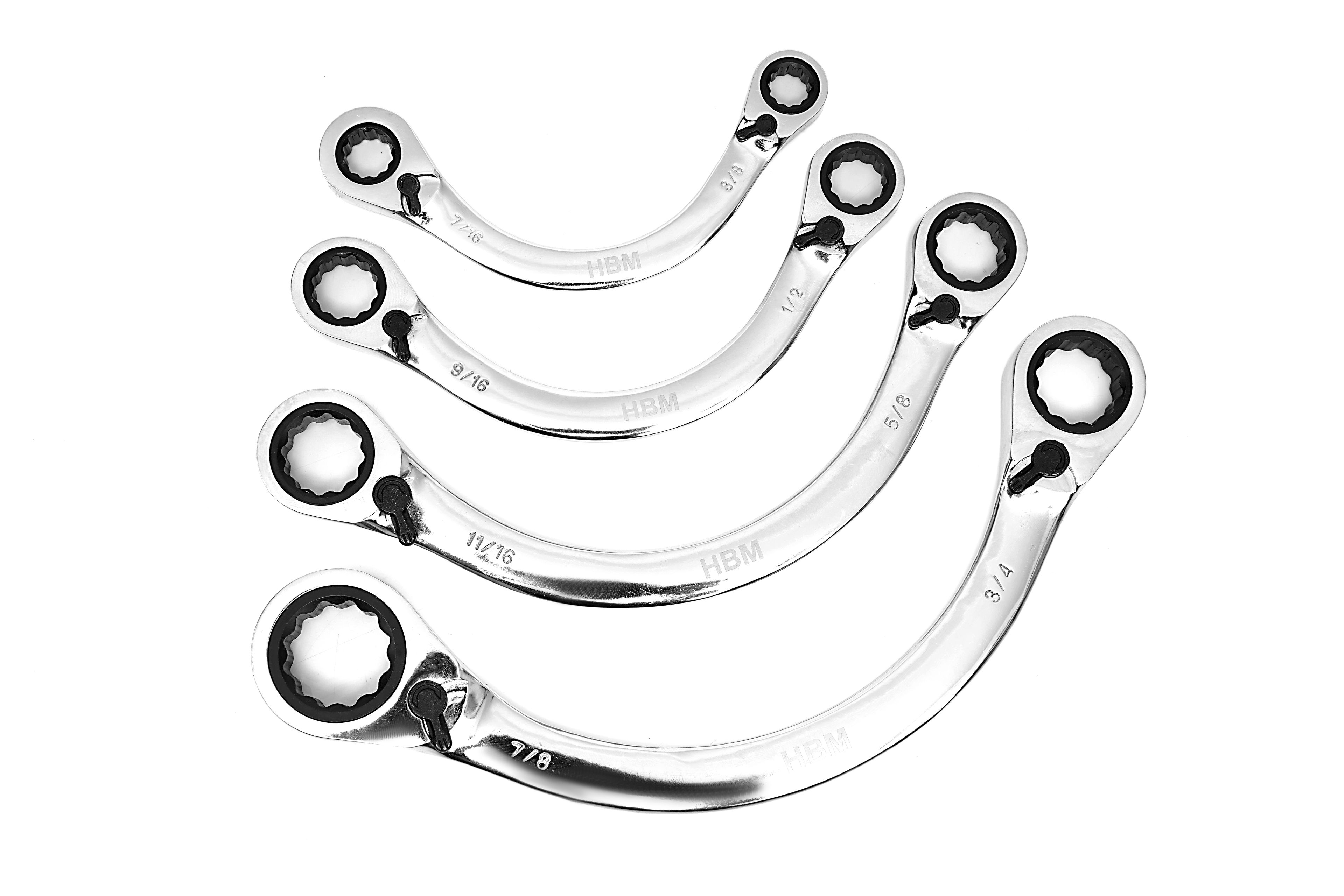 Juego de llaves de arranque profesional HBM de 4 piezas, juego de llaves de media luna Image 2