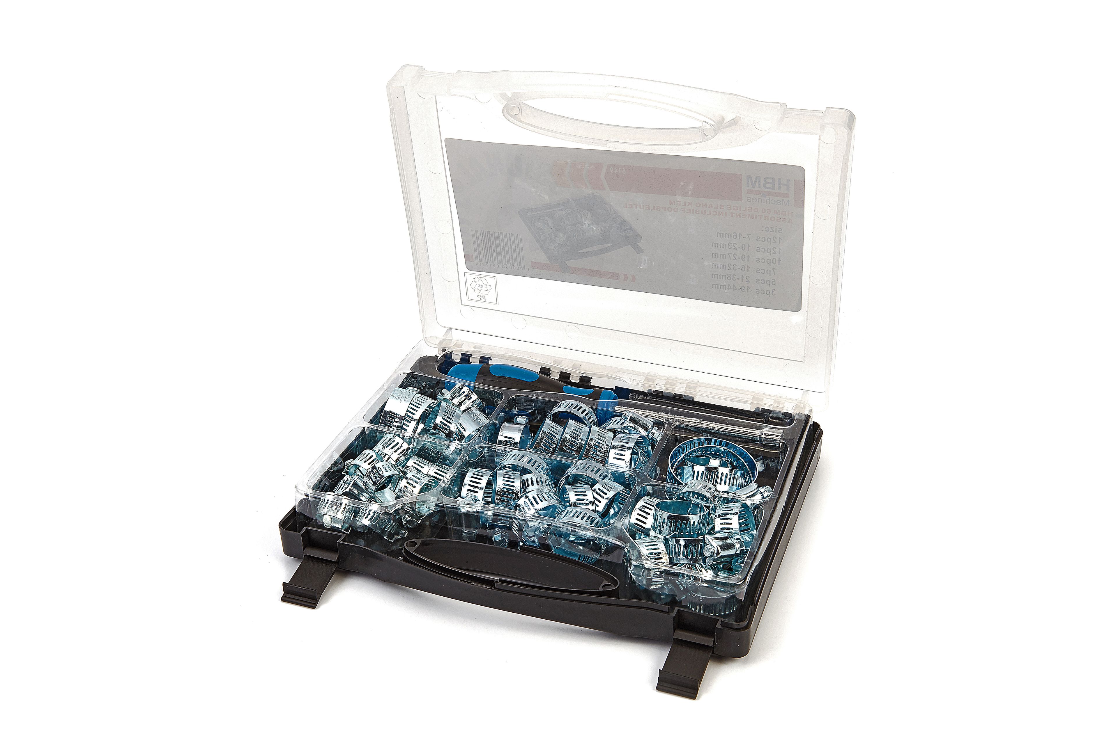 Assortimento di fascette HBM da 50 pezzi incluso chiave a bussola