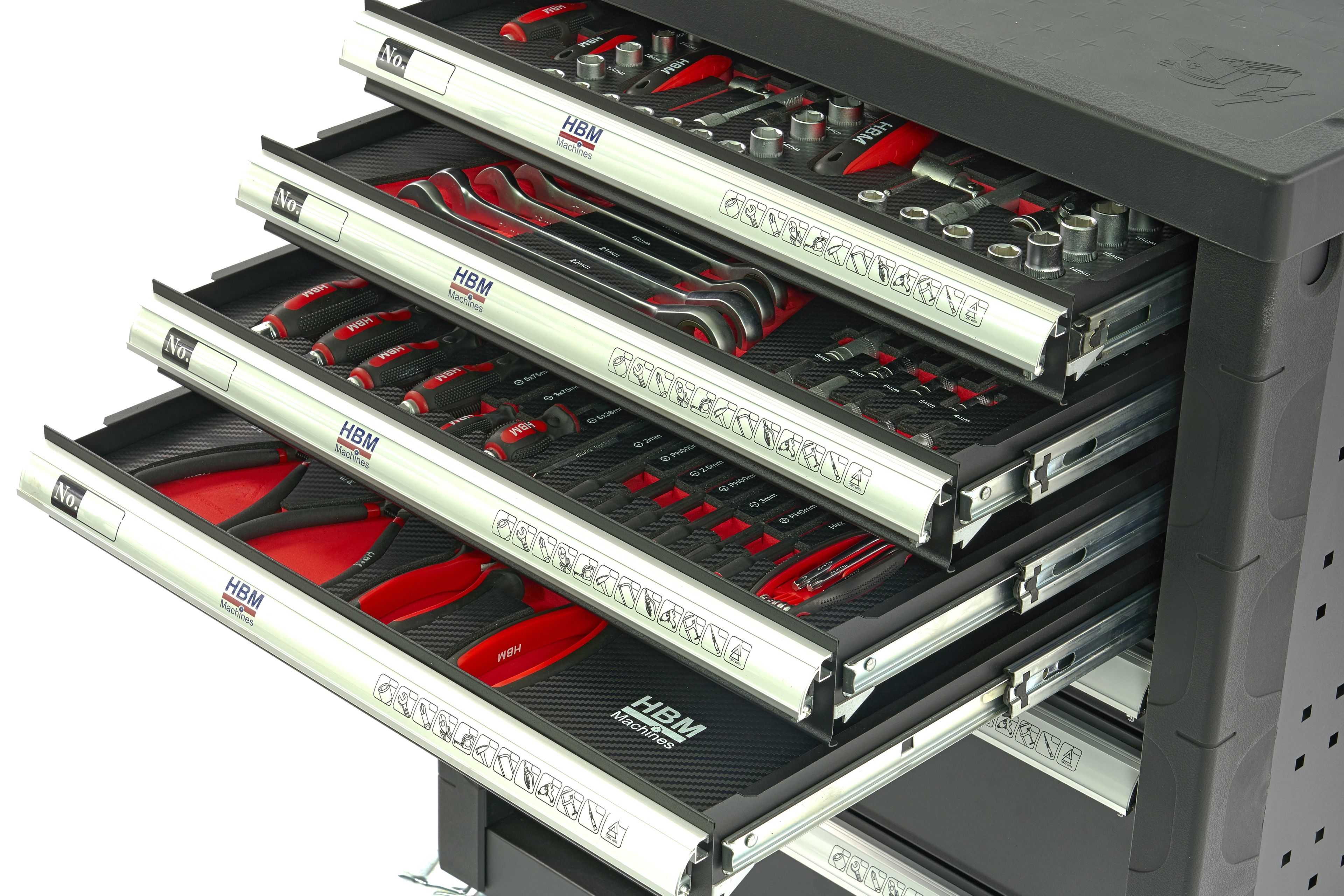 HBM gevulde gereedschapswagen 154-delig, zwart Image 5