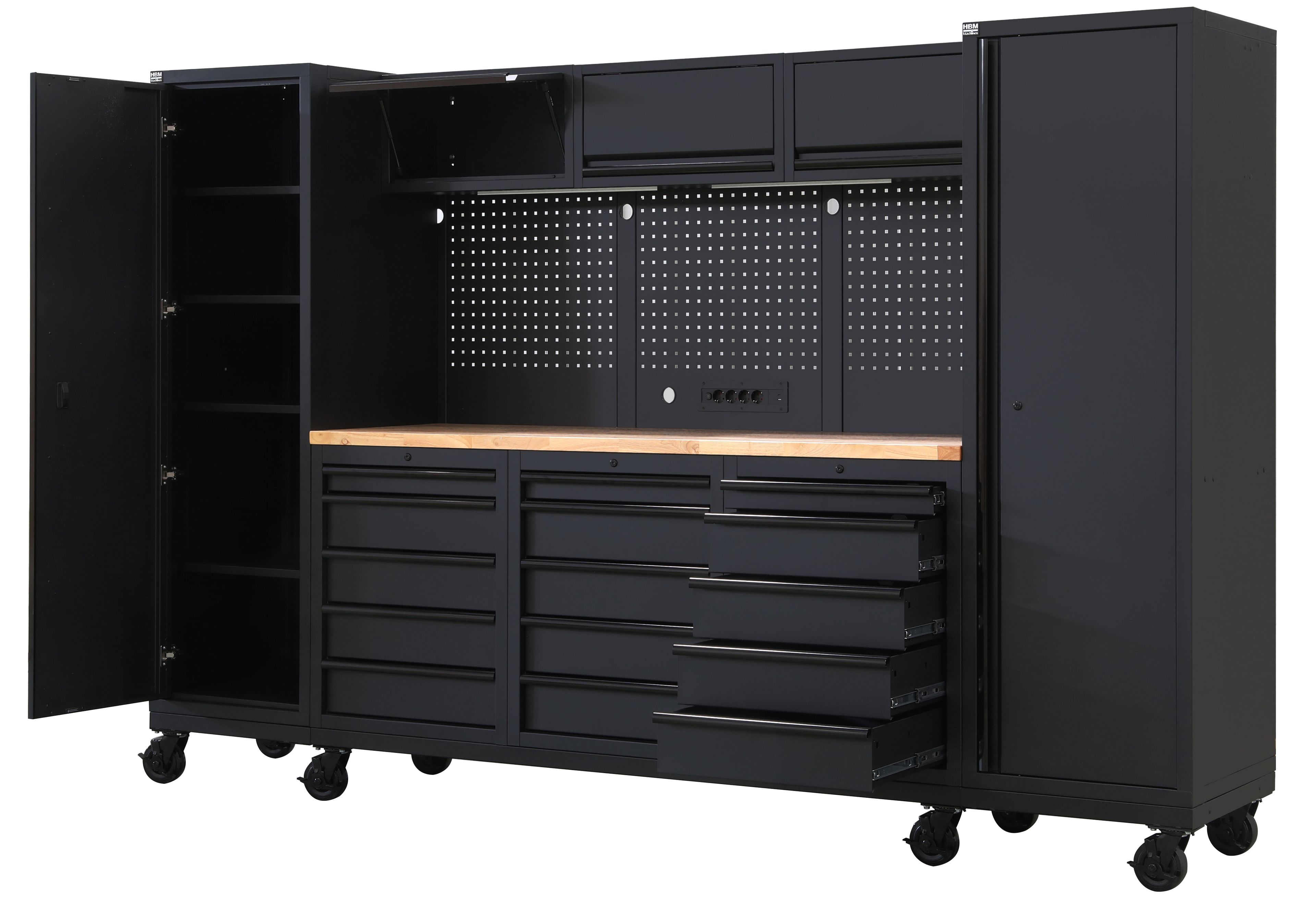 HBM sistema da officina mobile, 12 pezzi, nero Image 5