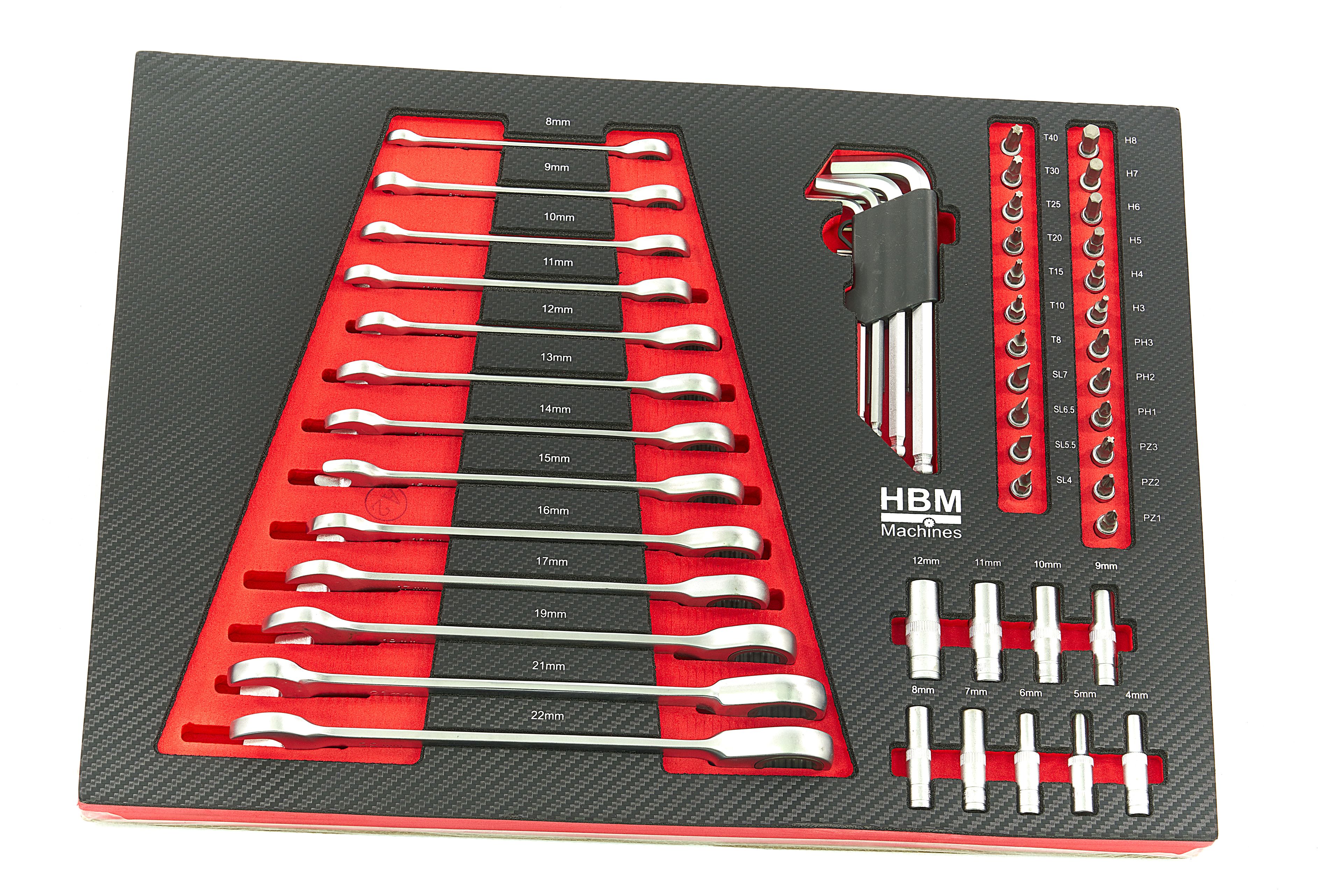 HBM 154 pezzi di ricarica per utensili premium per carrello portautensili - ROSSO Image 6