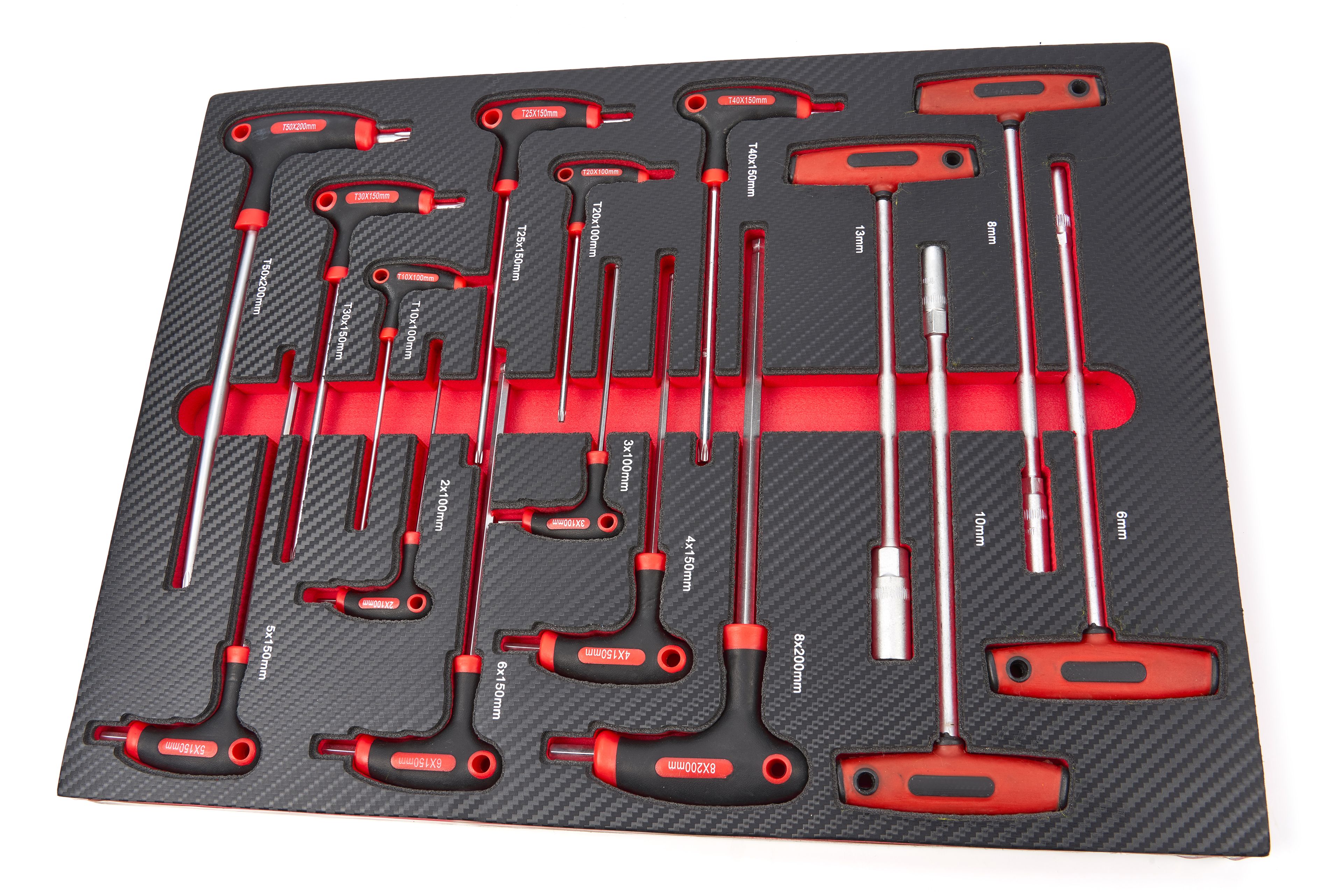 HBM 16 Delige T-Grepenset in Carbon Foam inlay voor Gereedschapswagen Image 2