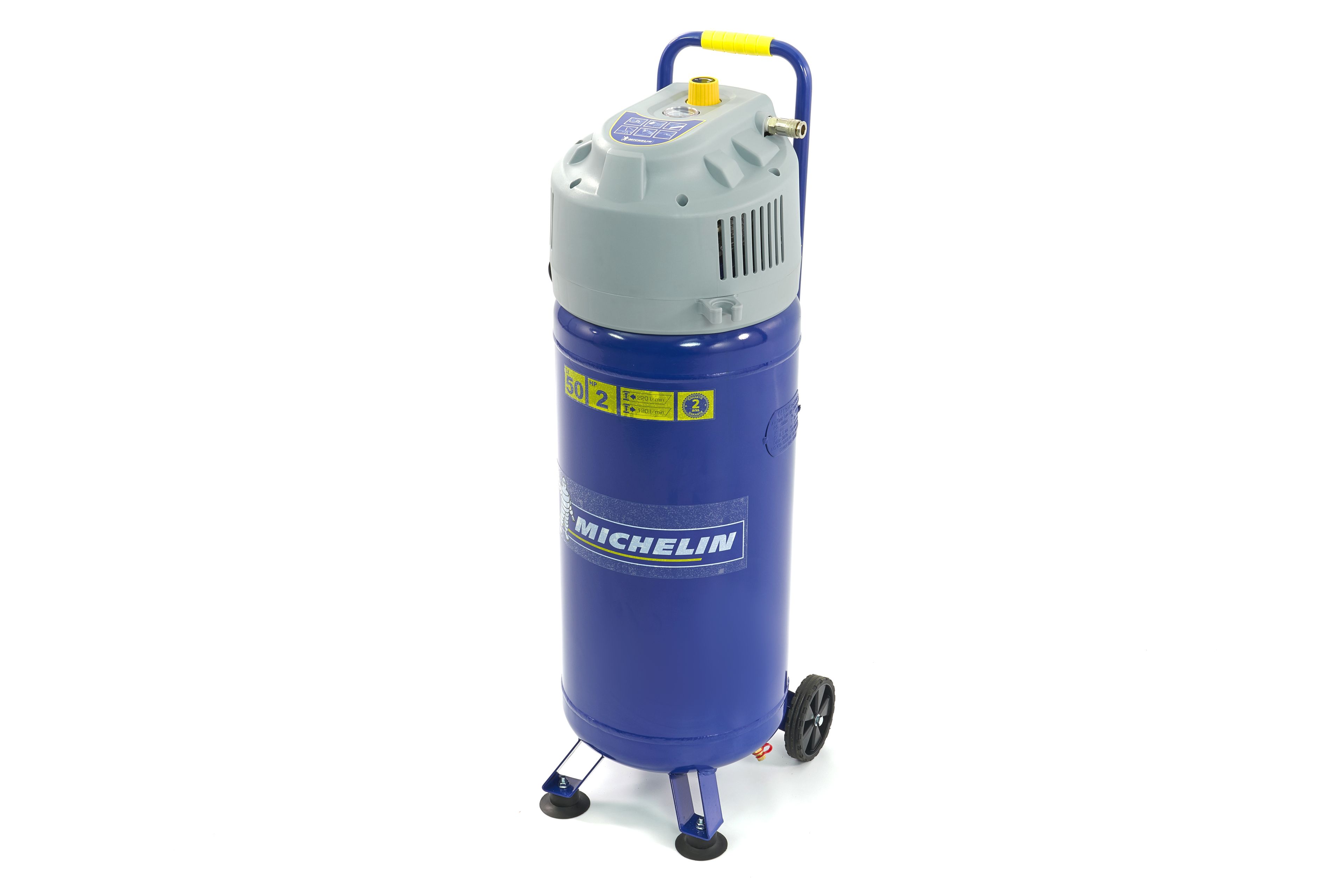 Compressore verticale Michelin 50 litri 2HP senza olio a trasmissione diretta