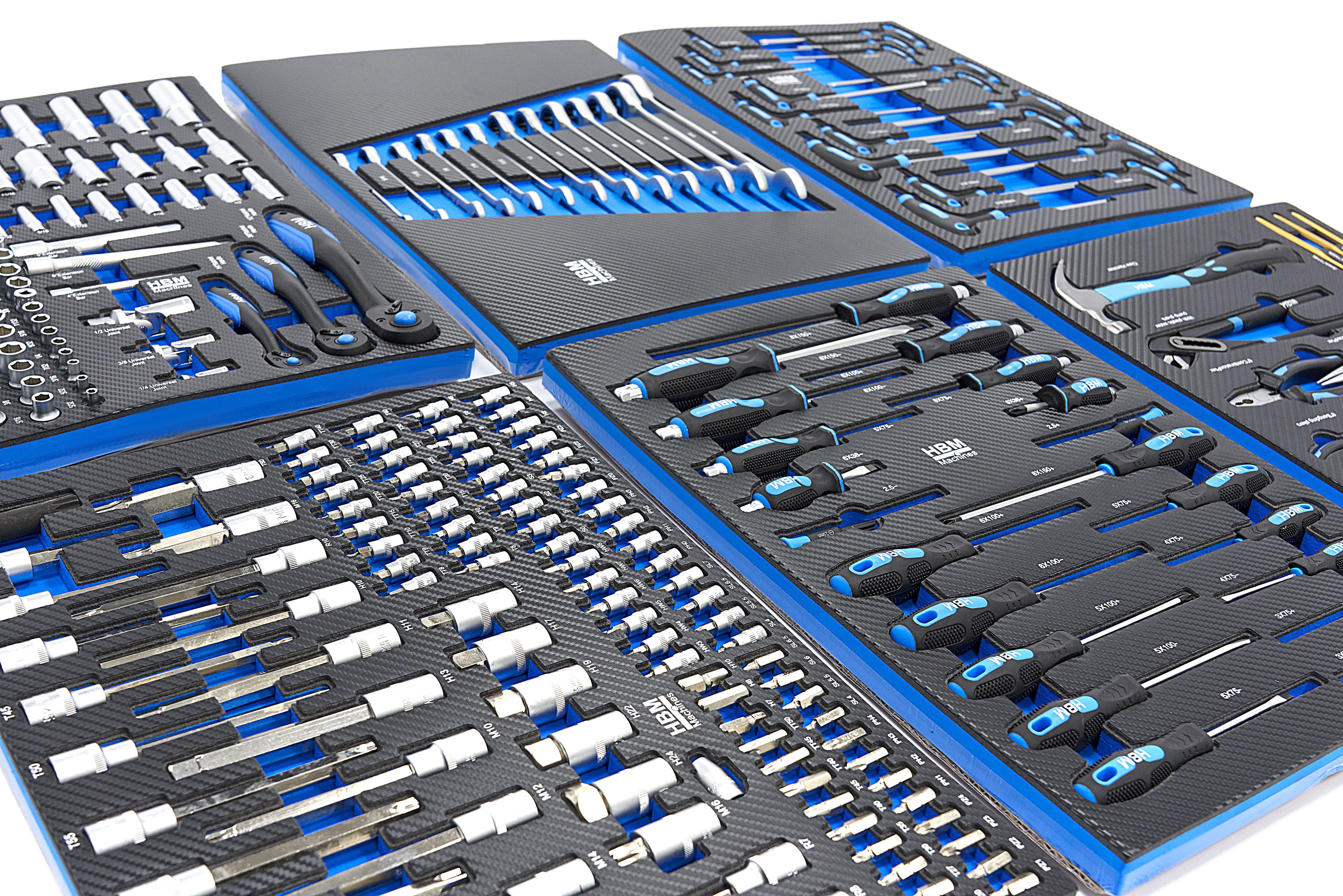 HBM gevulde gereedschapswagen 245-delig inch-maten, zwart Image 35