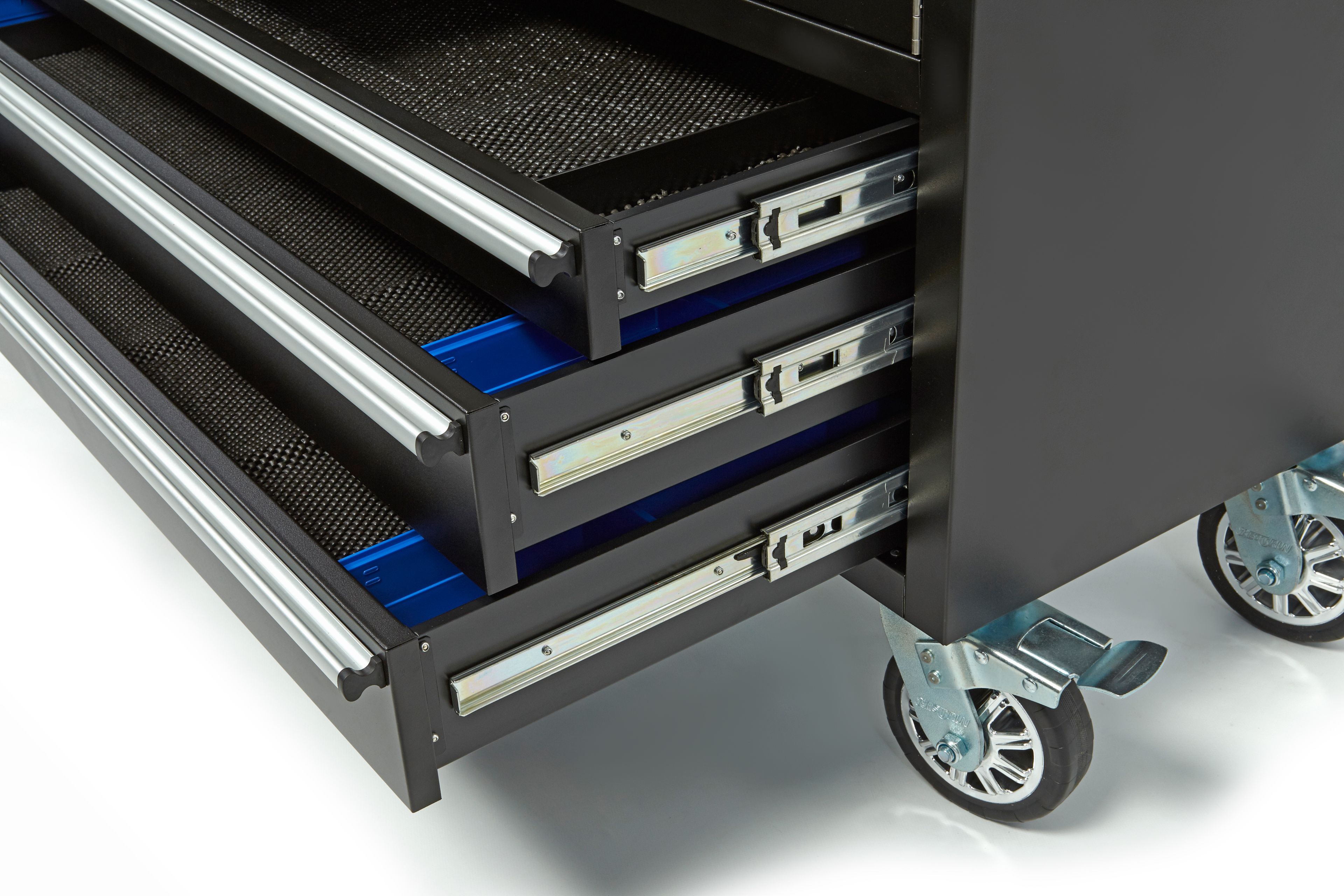 HBM verrijdbare gereedschapswagen, werkbank met houten werkblad 122 cm, zwart Image 4