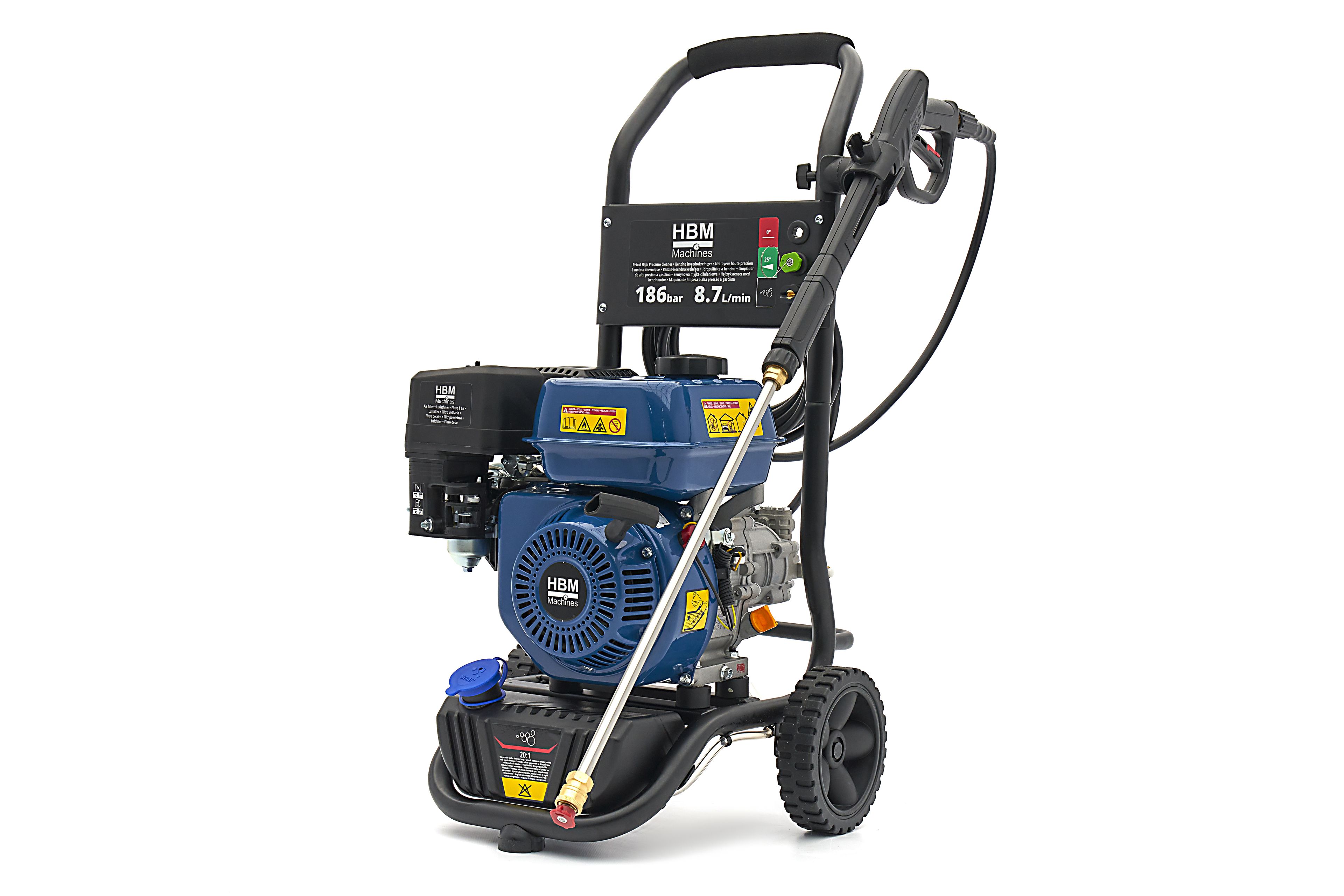HBM benzine hogedrukreiniger 186 bar 8,7L/min 196cc