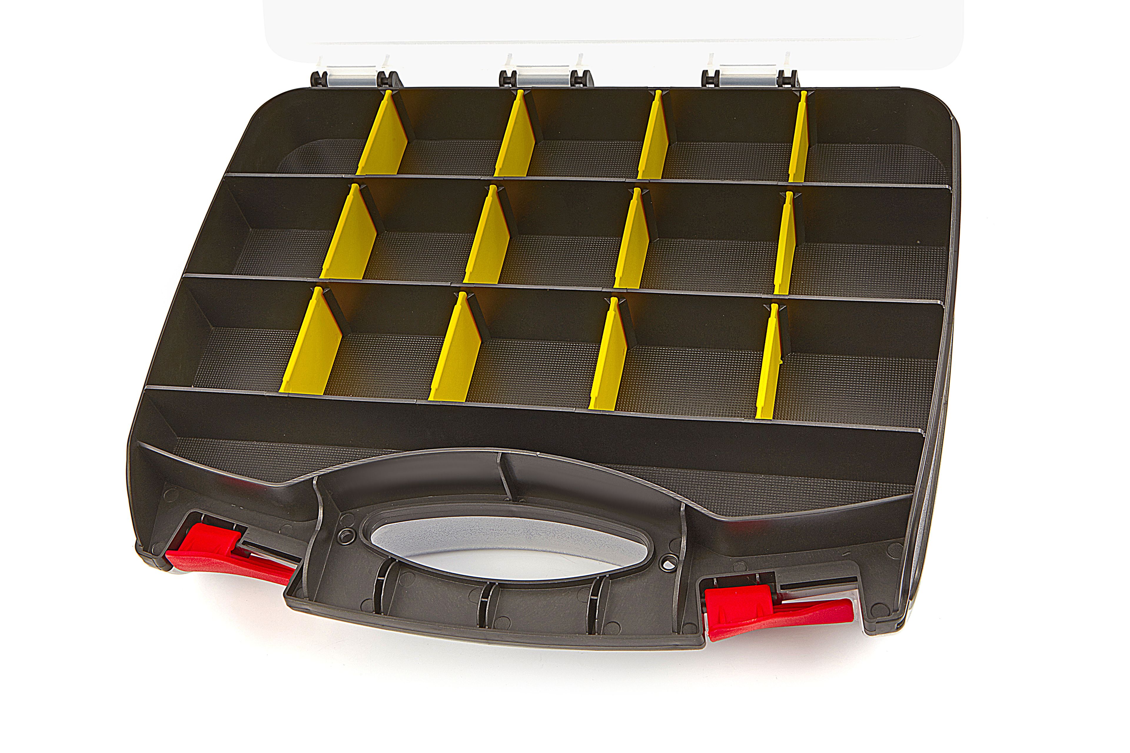 HBM Double coffre à outils pour assortiment 31 x 26 x 7,5 cm 32 compartiments Image 3