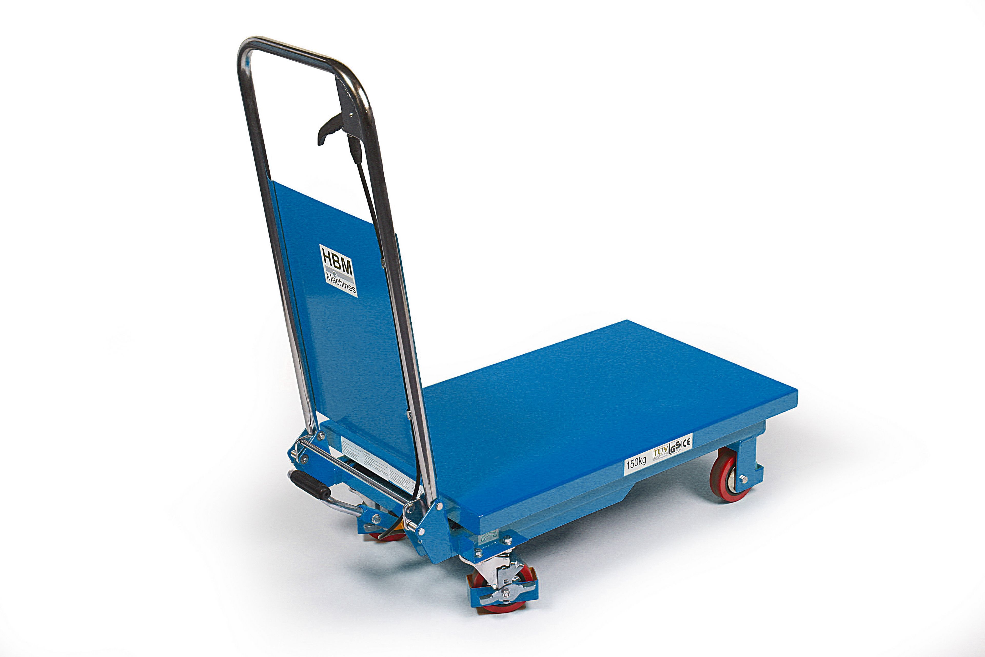 Table de travail mobile HBM, table élévatrice 150 kg, bleue Image 2