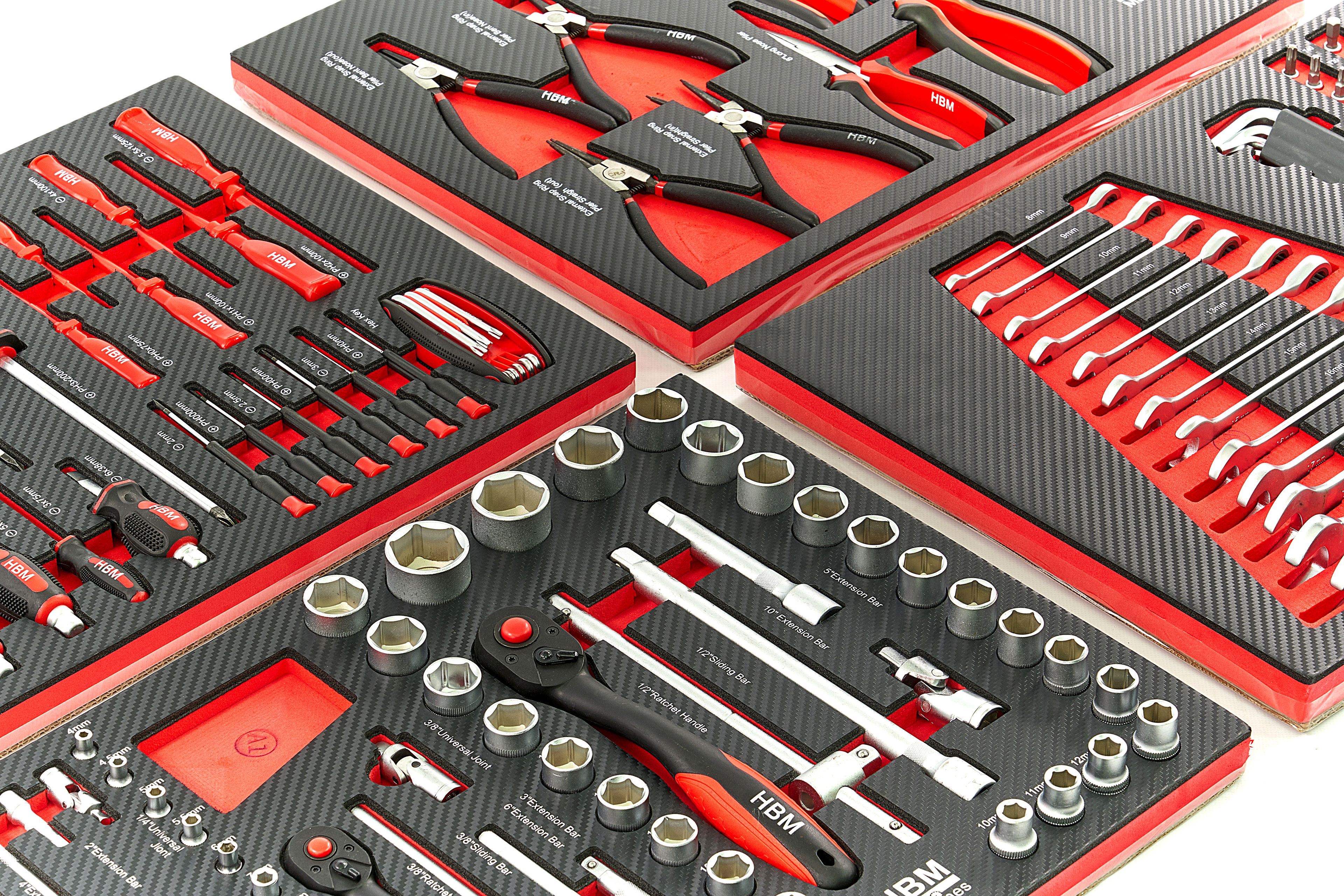 HBM 154 pezzi di ricarica per utensili premium per carrello portautensili - ROSSO Image 3