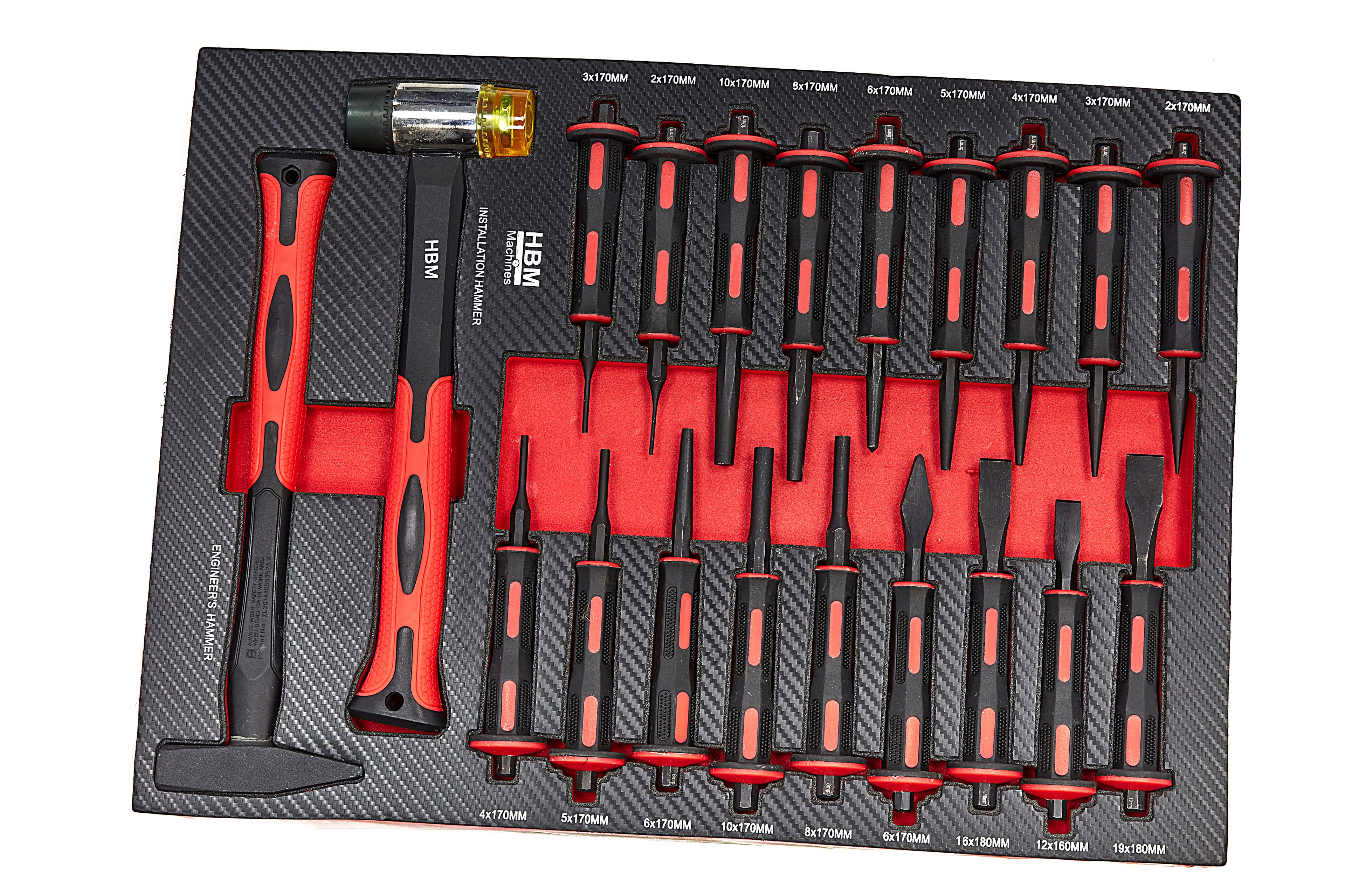 HBM inlay met hamerset, doorslagenset 20-delig