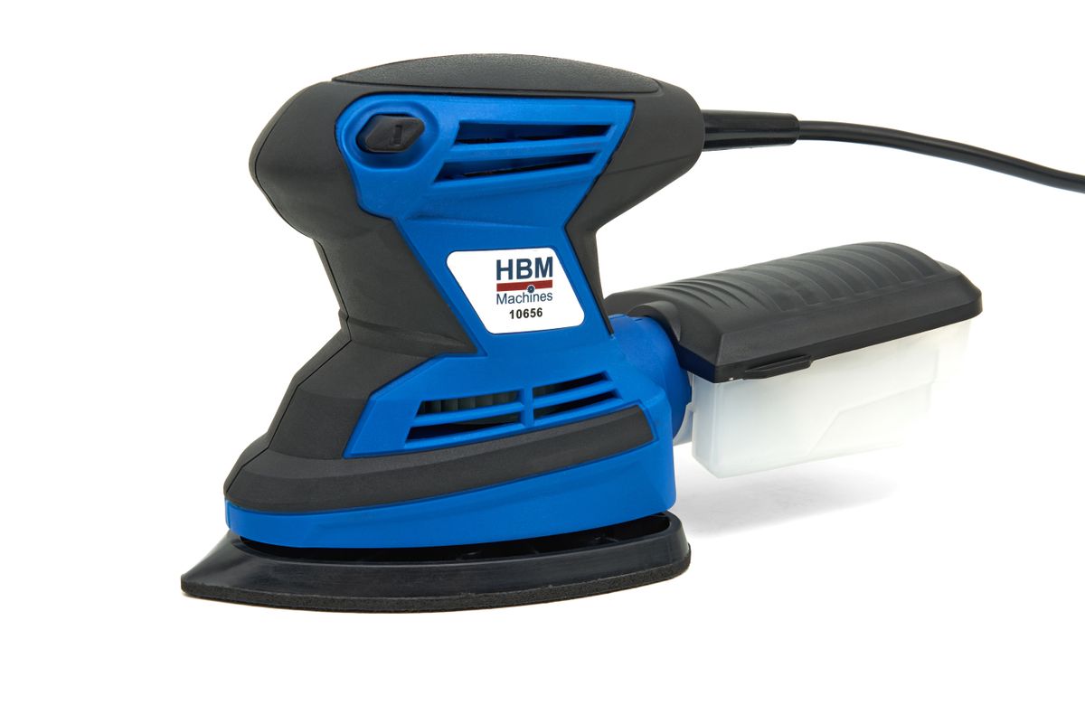 HBM 200 Watt. Multifunktionaler Handschleifer mit 12 Schleifblättern