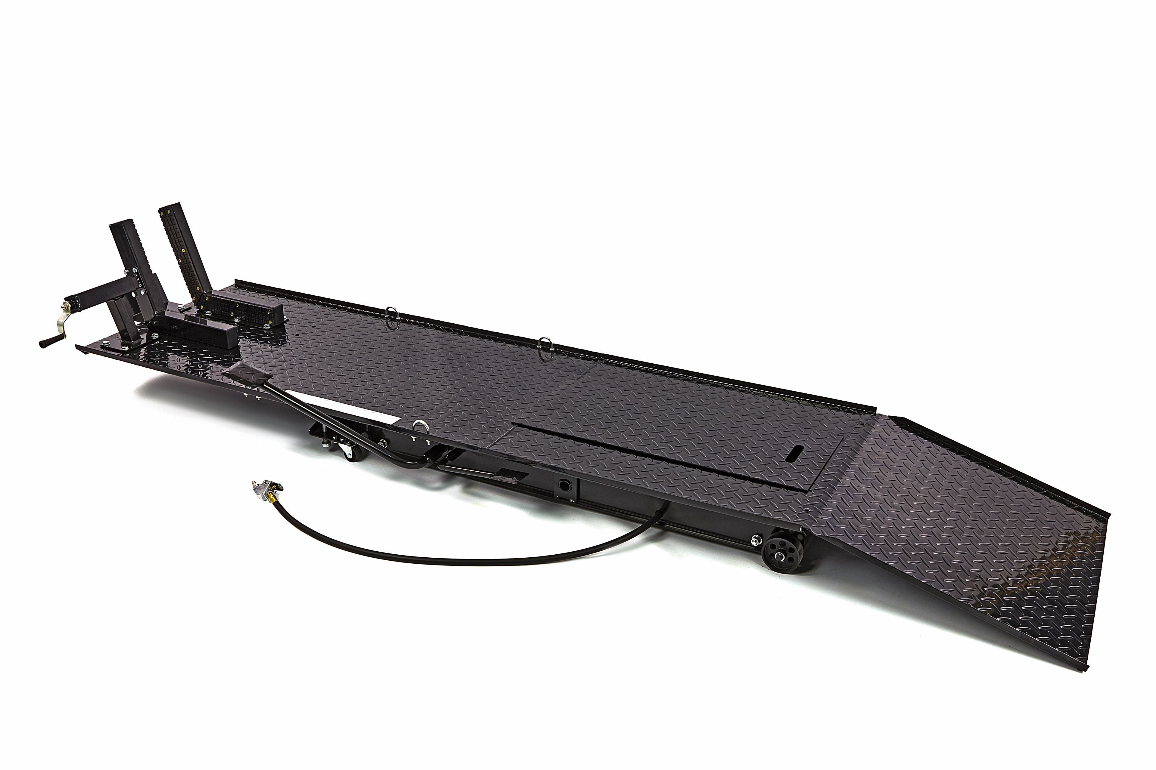 HBM 450 kg Motorradhebebühne hydraulisch, pneumatisch, mit Deluxe-Vorderradklemme, schwarz Image 8