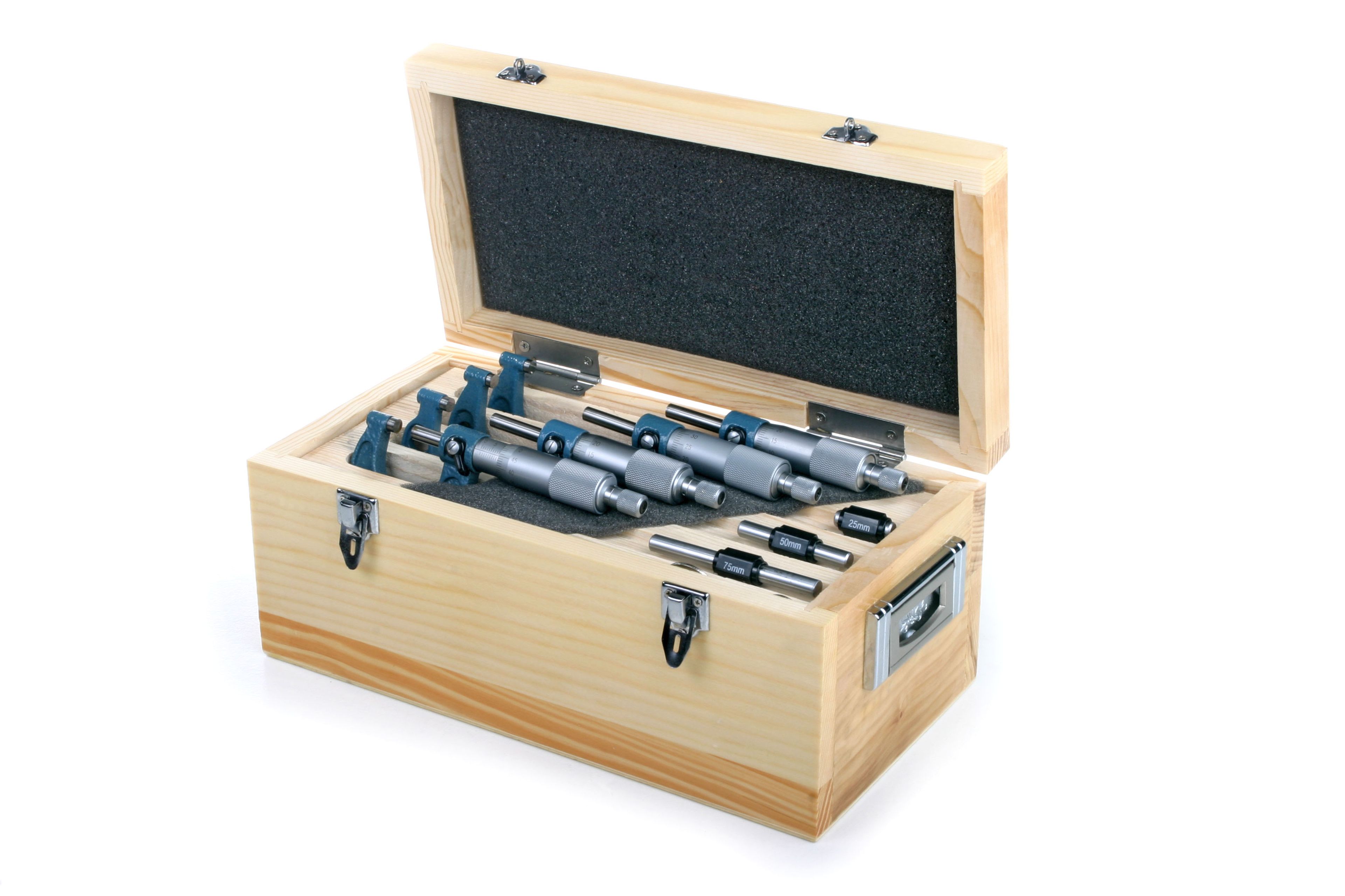 HBM analoge buiten micrometerset 0 - 100 mm, 4 delig