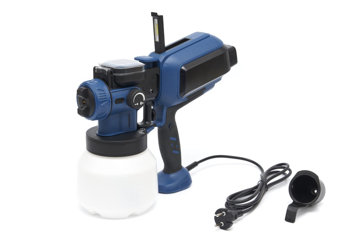 Pulverizador de pintura eléctrico HBM de 550 Watt, 1500 ml, con luz LED