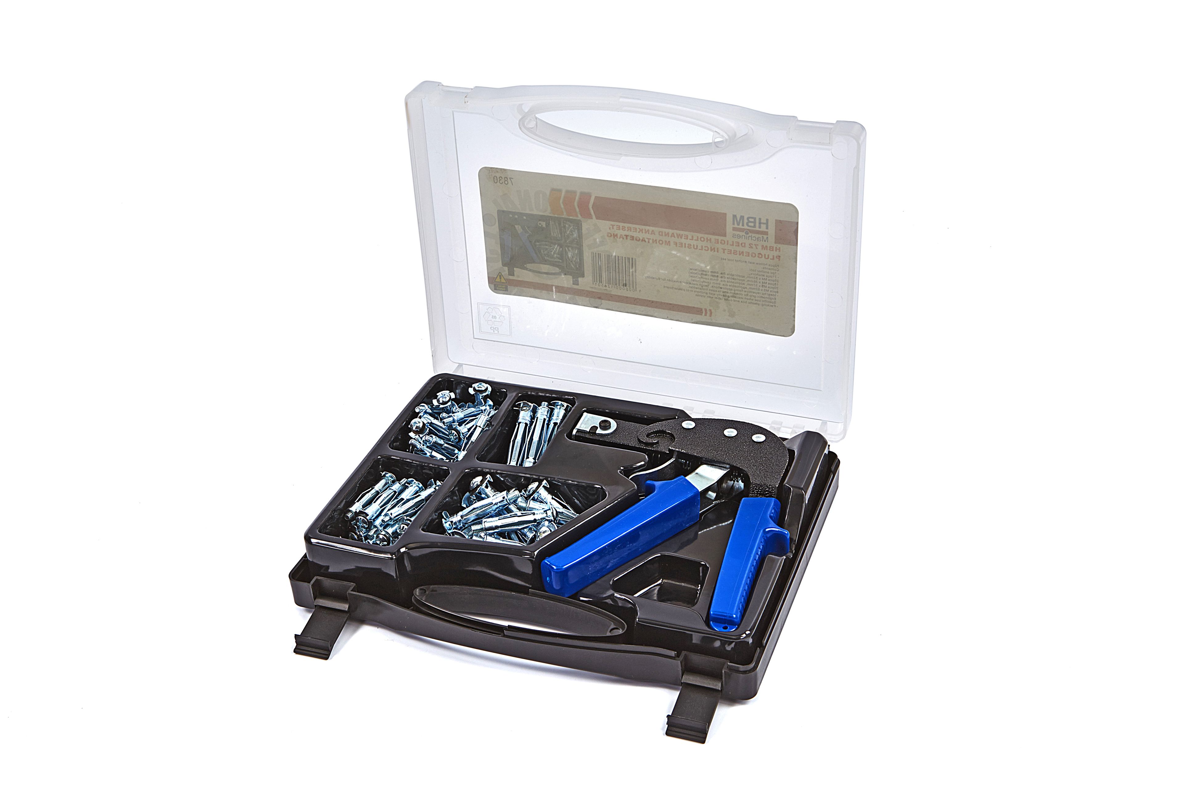 HBM 72 Delige Hollewand pluggenset, ankerset inclusief Montagetang