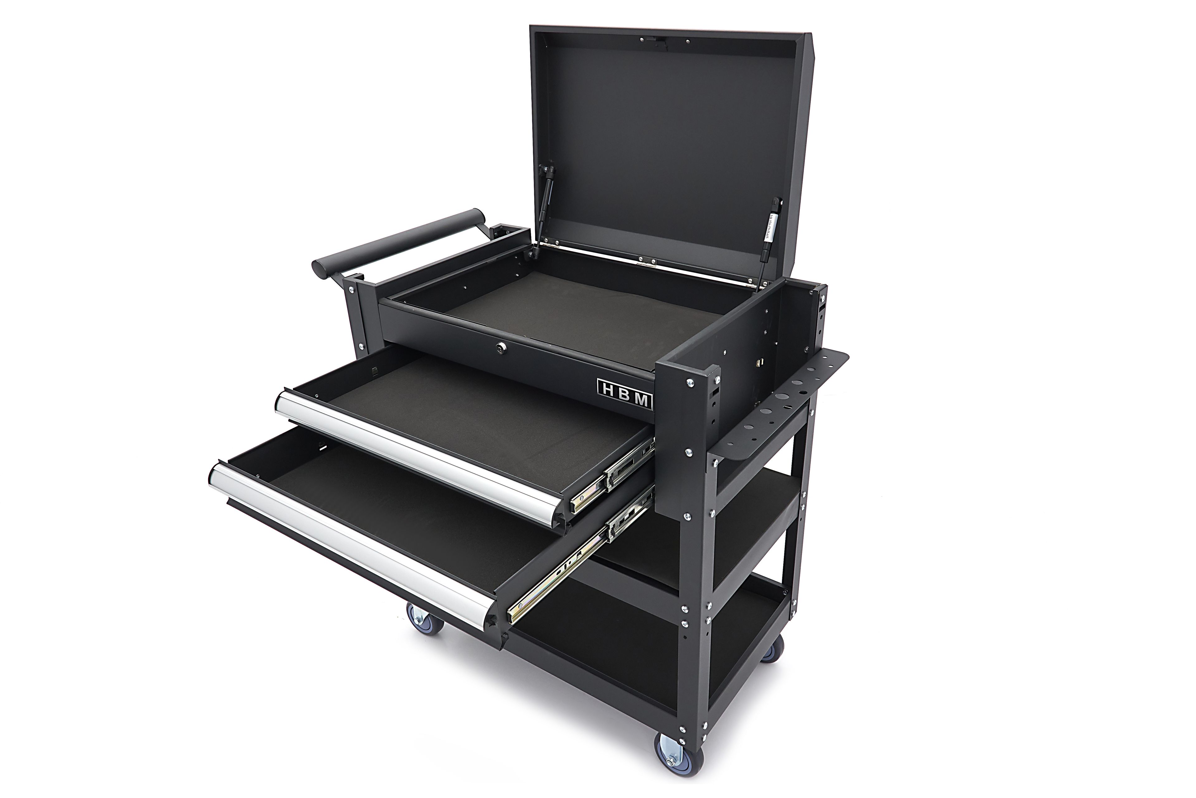 Carro de herramientas HBM con compartimento de almacenamiento, 2 cajones y 2 estantes, 90 cm Image 6