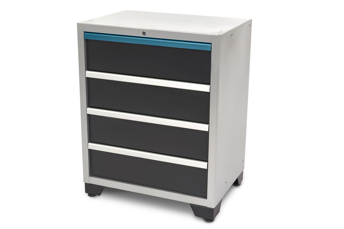 HBM 4 Cajones Deluxe Caja de herramientas Profesional para Organización del Taller negra azul