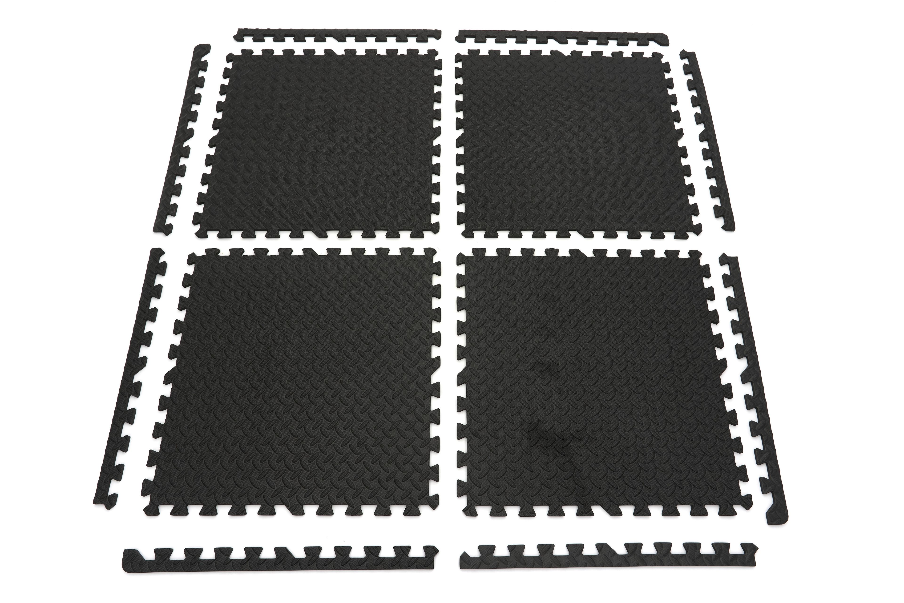 HBM Set di piastrelle per pavimenti EVA per la protezione del pavimento 4 pezzi, nero Image 7