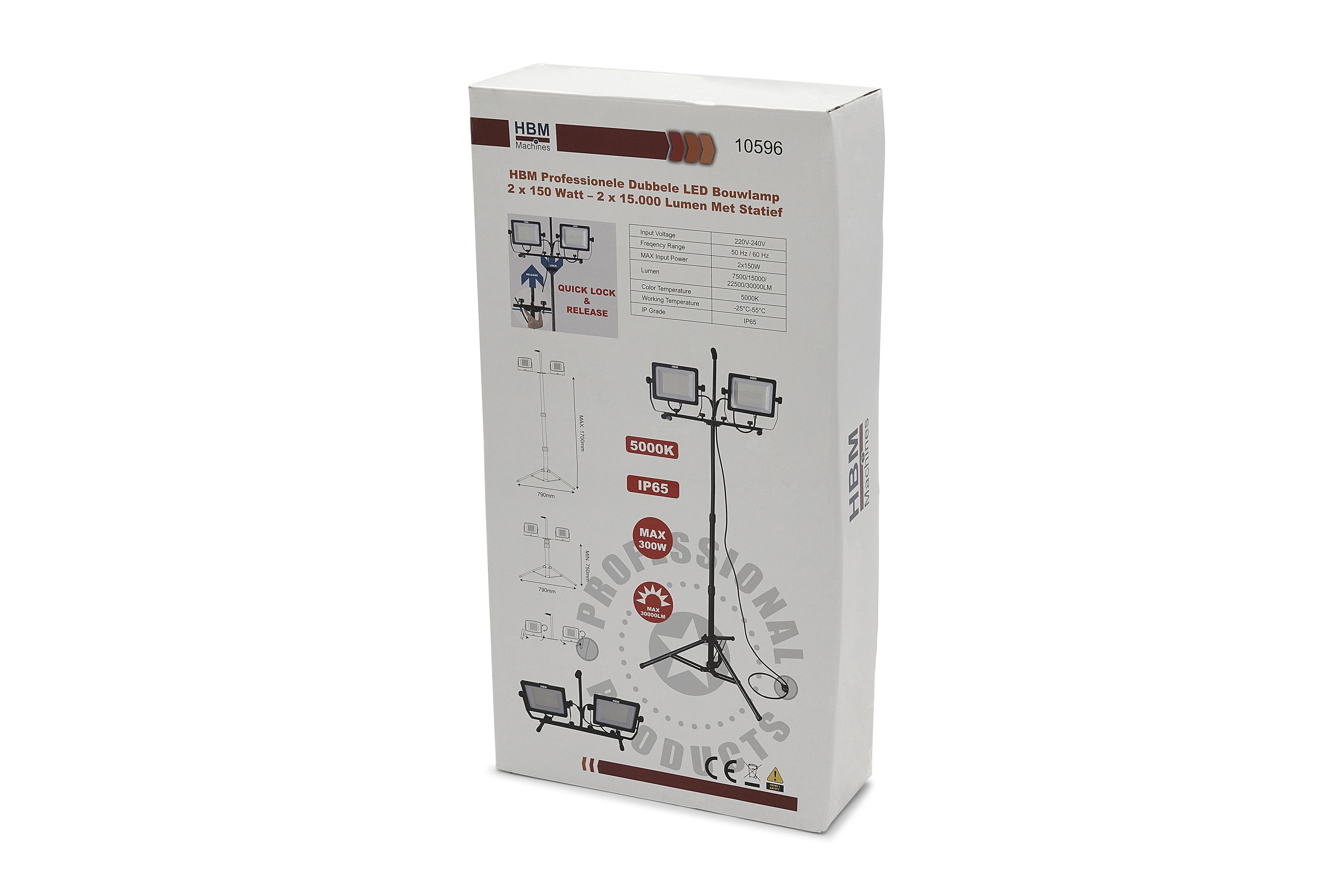 Faro LED Professionale HBM a Doppia Testa 2 x 150 Watt – 2 x 15.000 Lumen con Treppiede Image 10