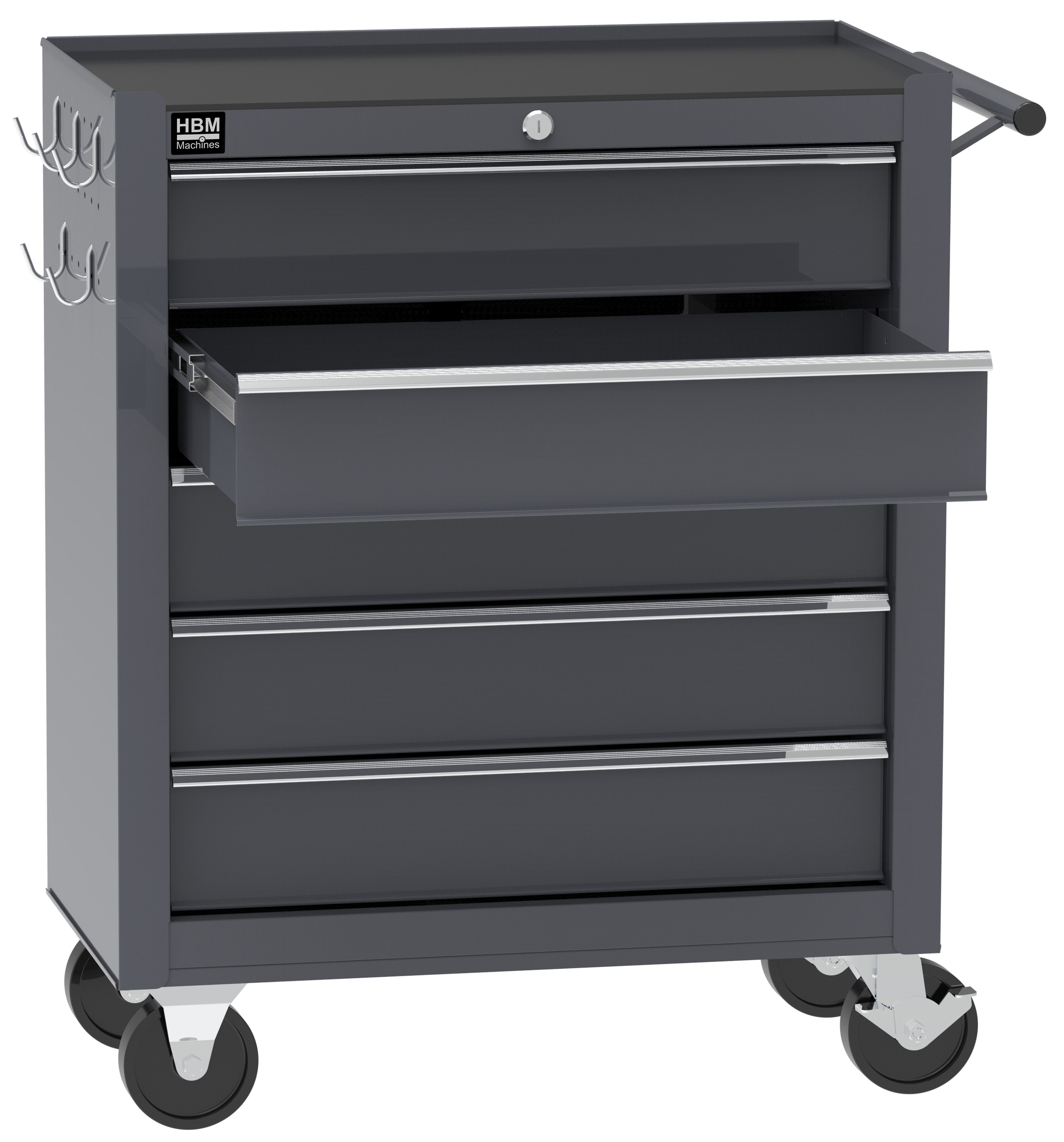 HBM Werkzeugwagen mit 5 Schubladen, 62 cm, grau Image 2