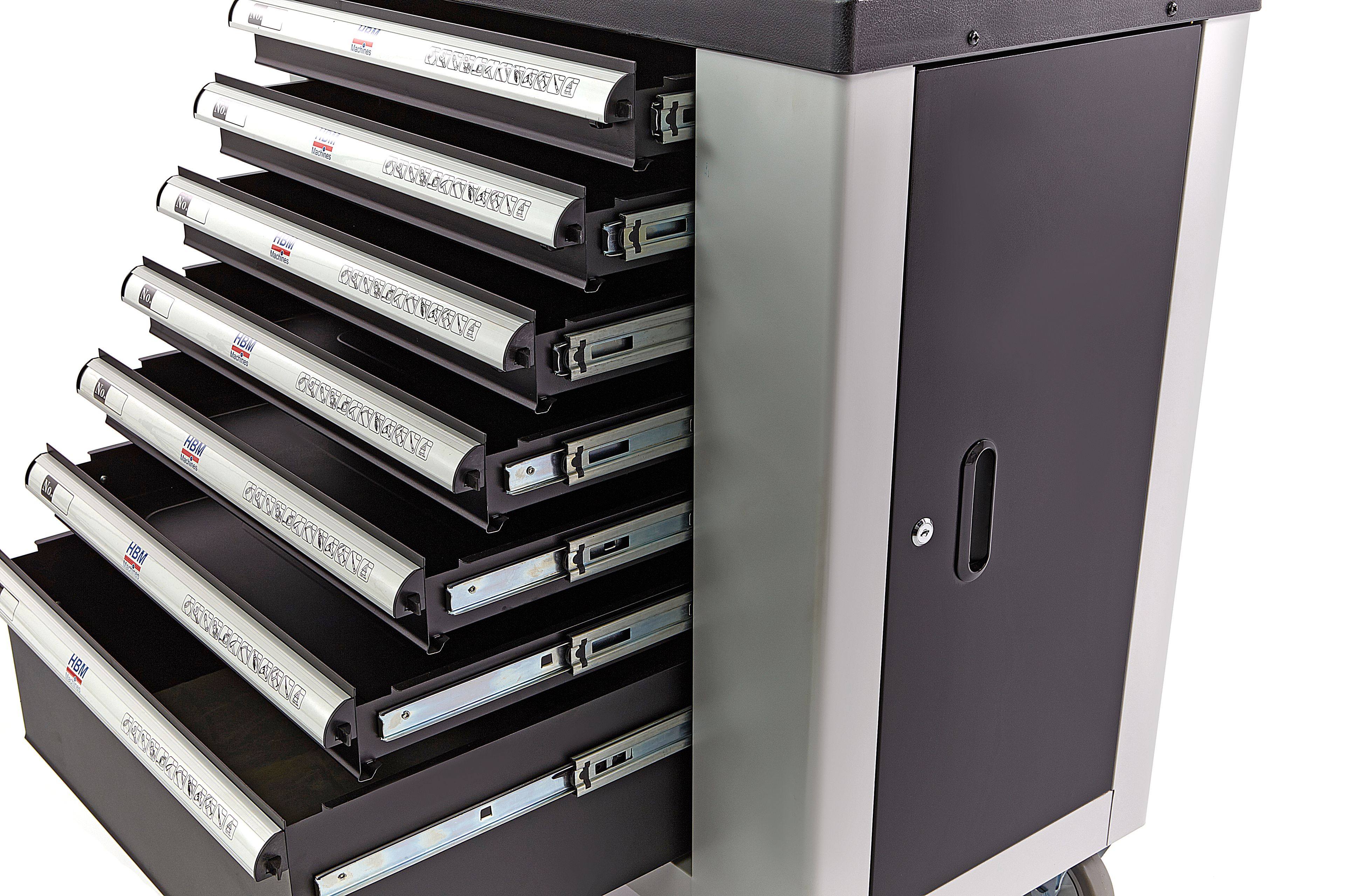 HBM Luxe gereedschapswagen met 7 laden - 77 cm - grijs Image 3