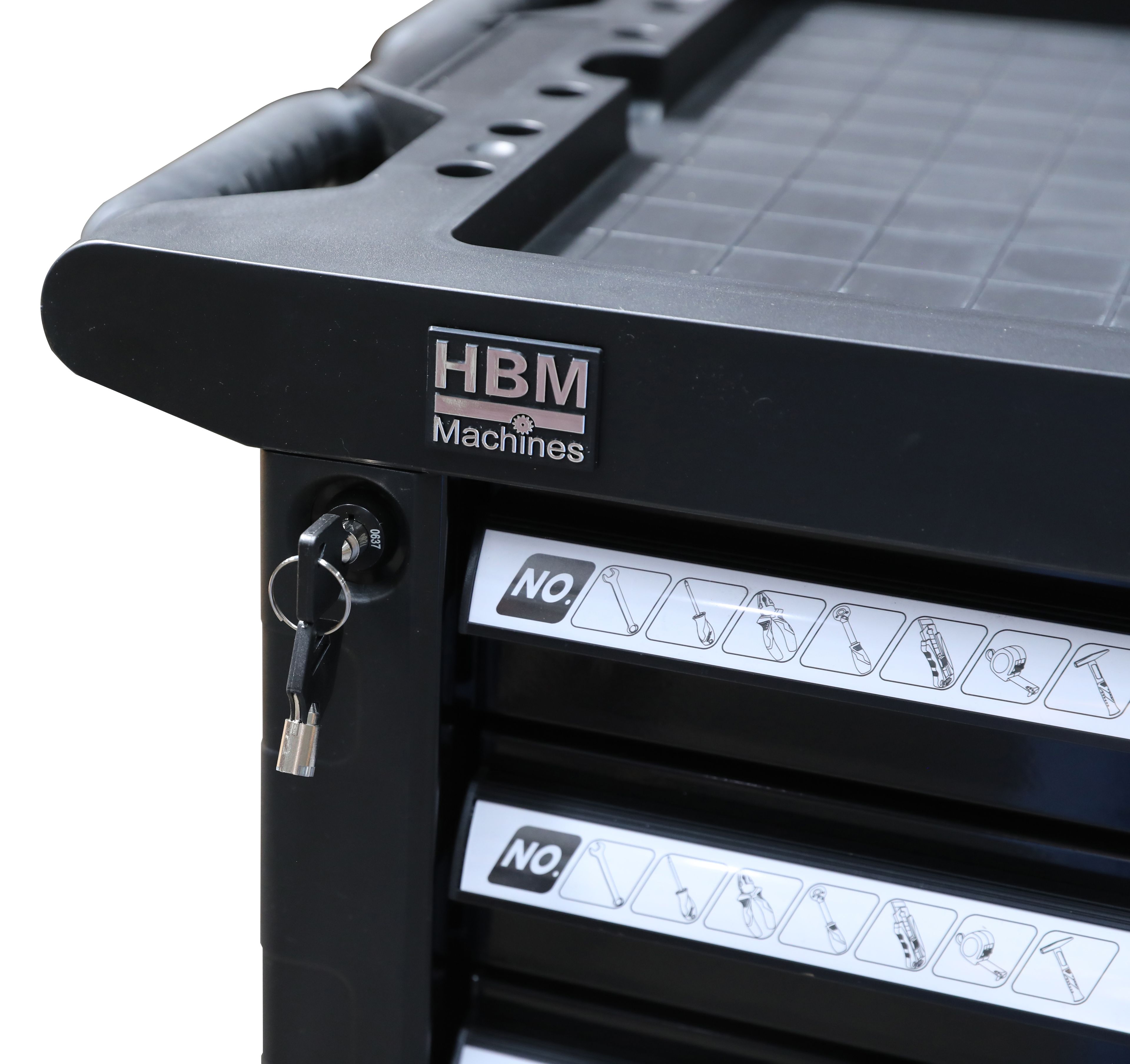 Carro de herramientas HBM 7 cajones, 76,5 cm, negro Image 3