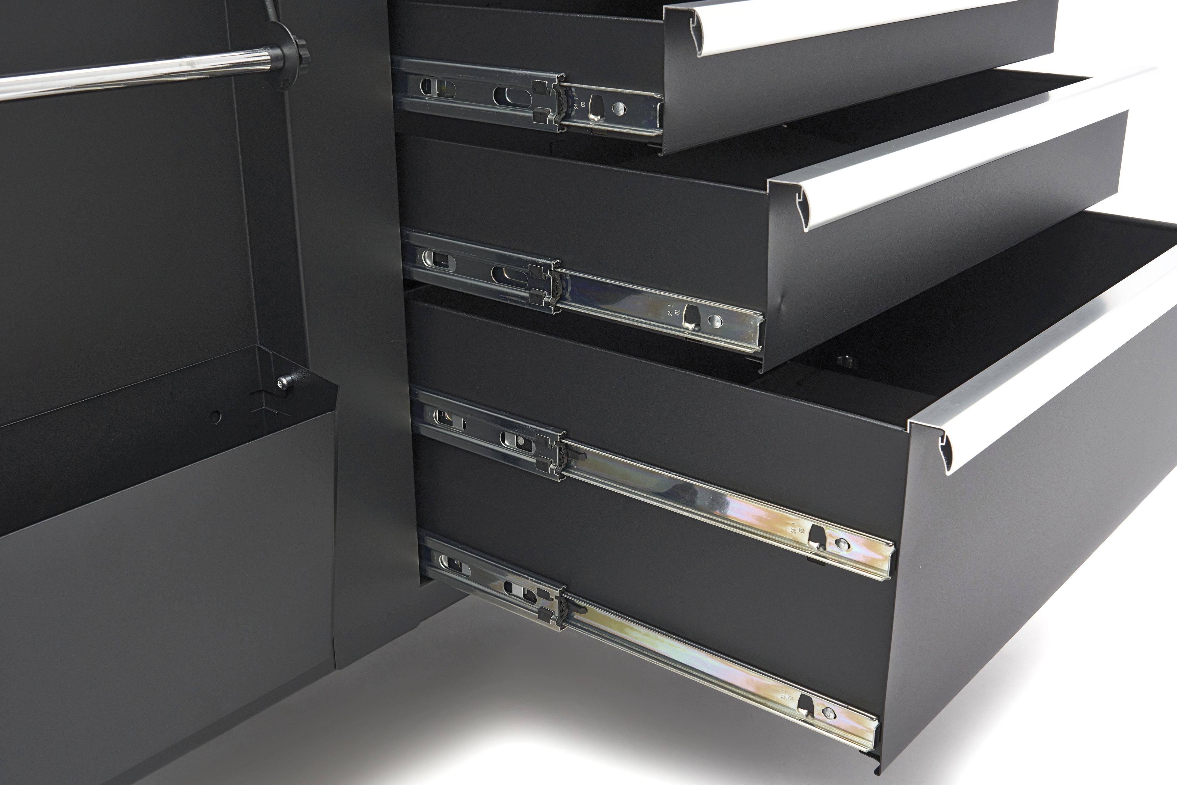 HBM verrijdbare gereedschapswagen, werkbank 114 cm met houten werkblad, zwart Image 6