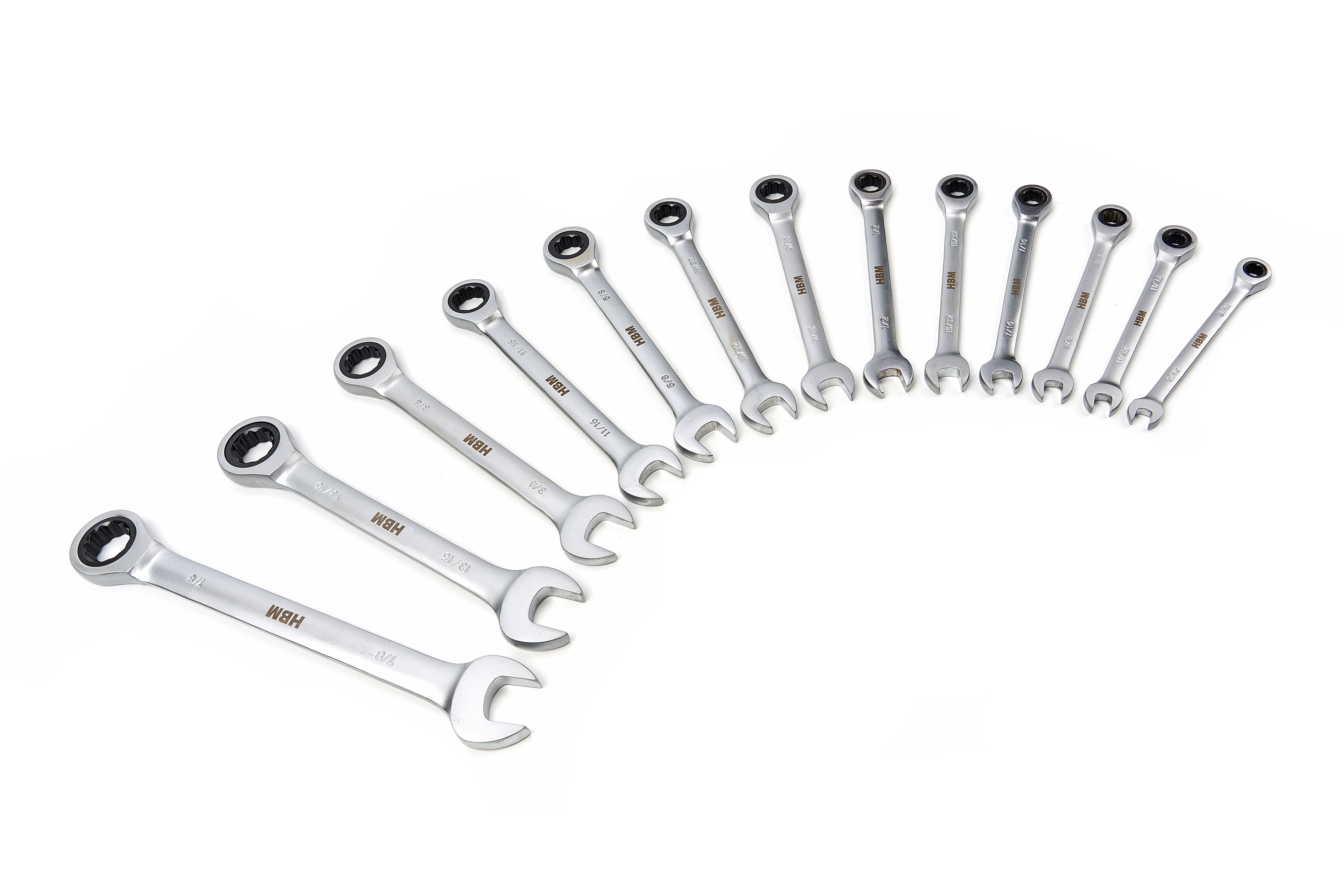 HBM 13-teiliger Ring-, Knarren-, Steckschlüsselsatz INCH in Carobn Schaumstoffeinlage für Werkzeugwagen Image 10