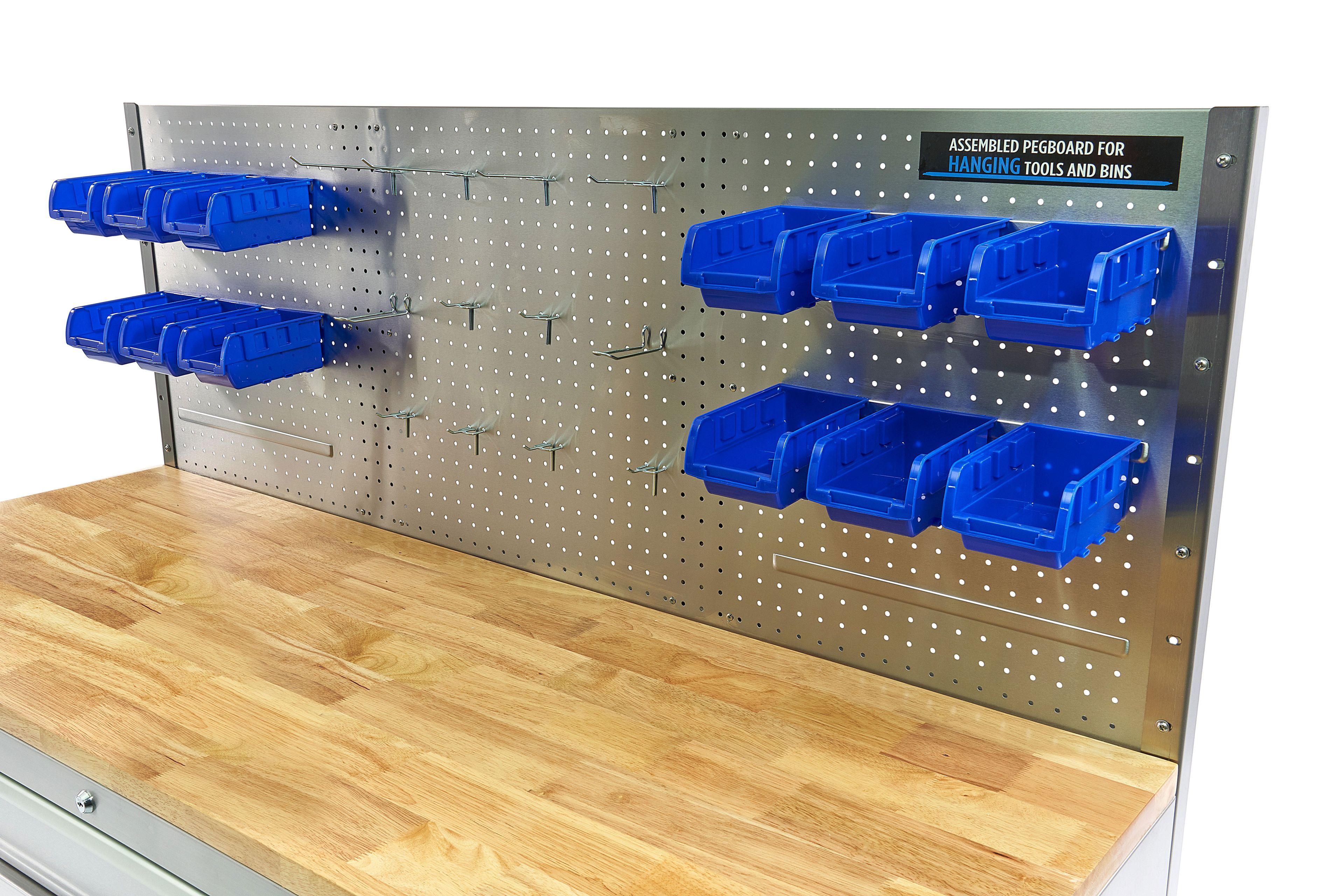 HBM werkbank 158 cm met 10 laden, deur en achterwand, RVS Image 10