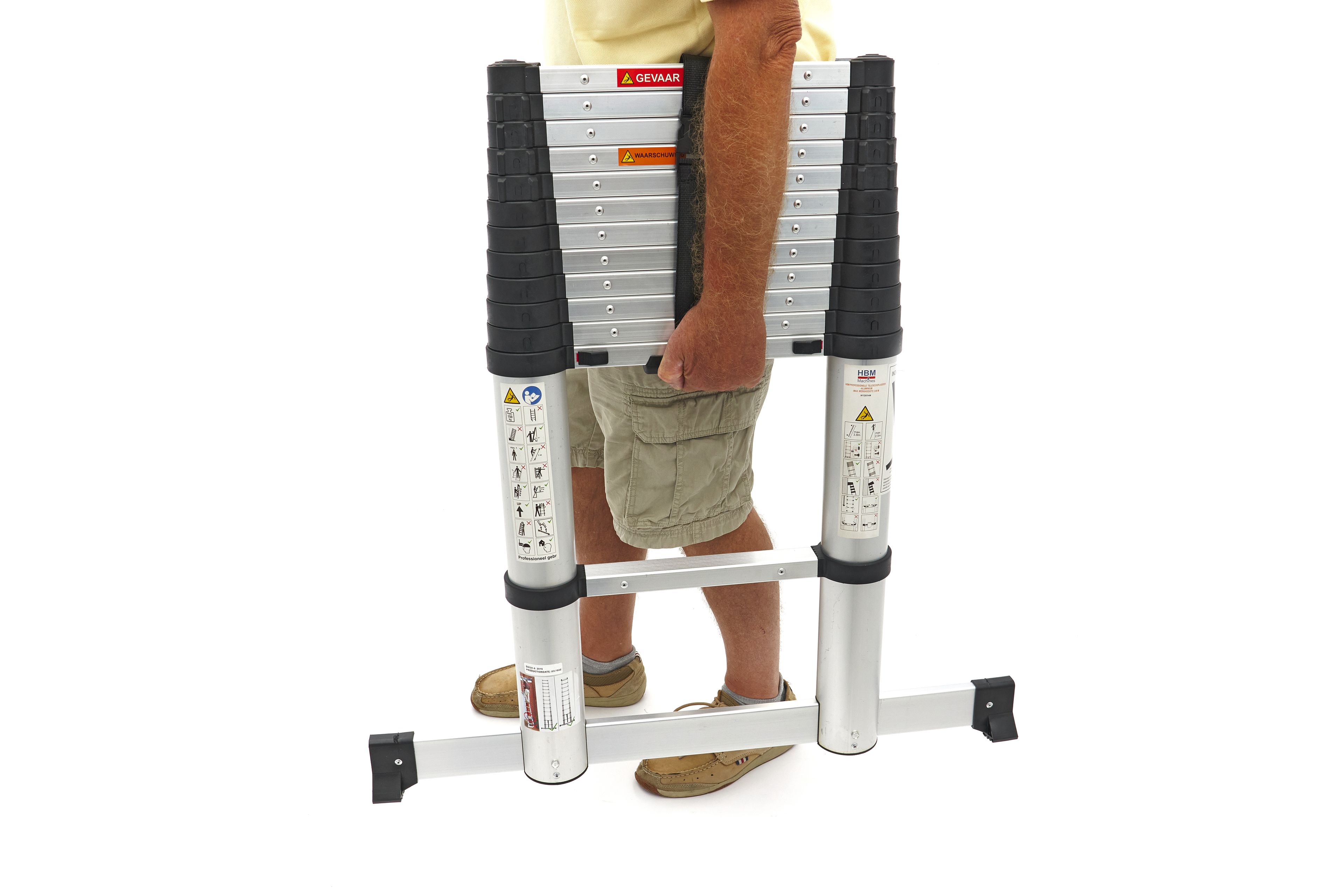 HBM Professionele Telescoopladder – Aluminium – Max. Werkhoogte 3.80 m Image 8