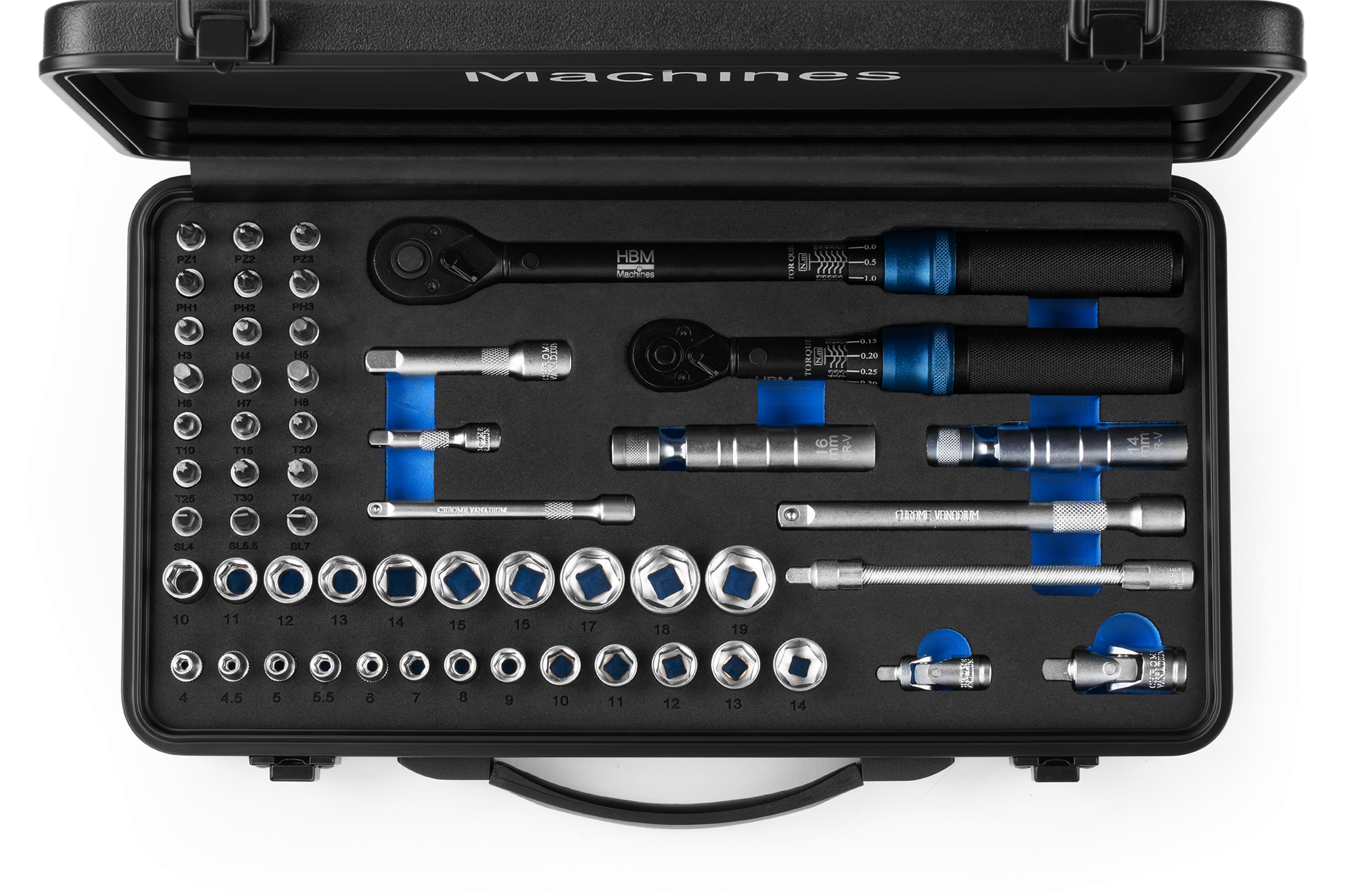 HBM momentsleutel set 55-delig, 1/4 en 3/8 inch, 1 - 5 en 10 - 60 Nm Image 3
