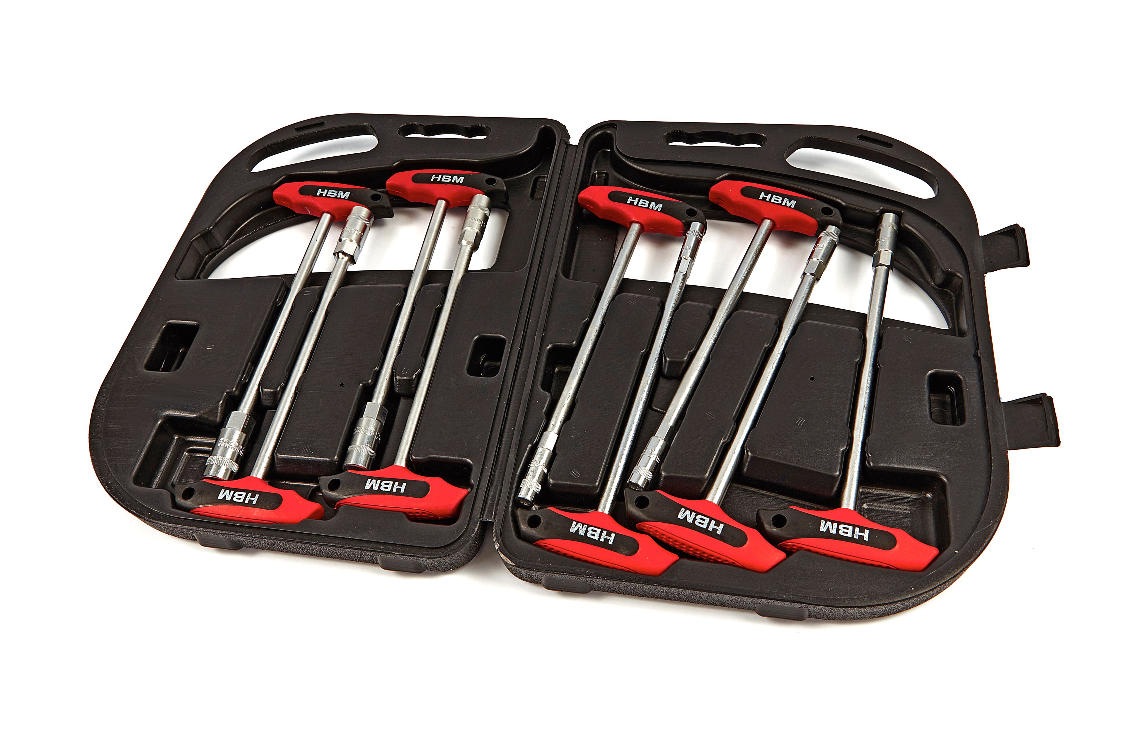 HBM Jeu de clés à douilles à manche en T de 9 pièces