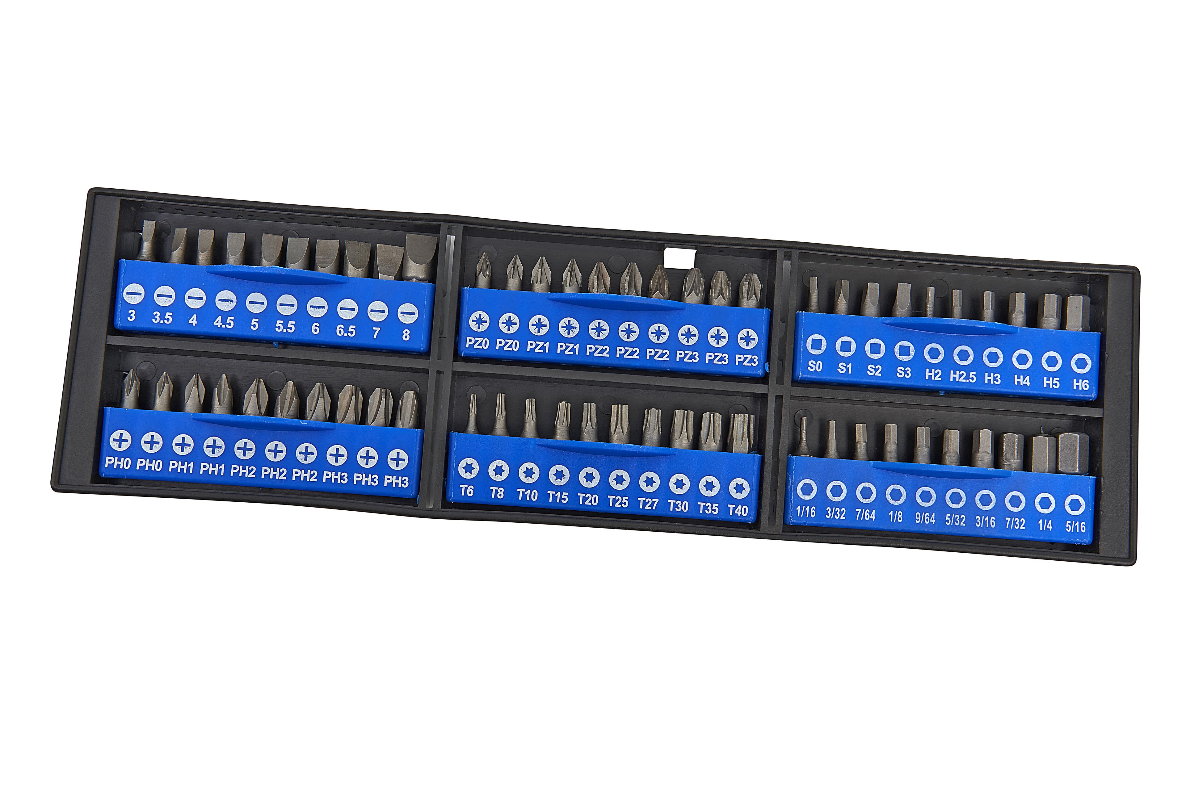 Juego de destornilladores HBM Profi de 100 piezas con agarre suave, juego de llaves de vaso y puntas con soporte Image 8