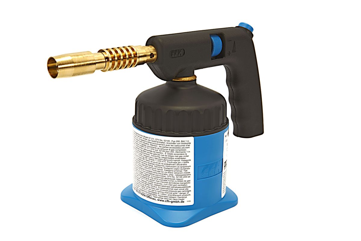 CFH Lötbrenner PZ 5000, inkl. 1 Gasflasche mit Piezo-Zündung